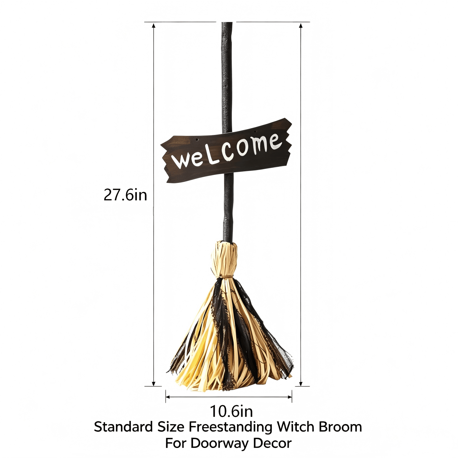 Halloween Witches Decor, Witches Broom Halloween Decor, Animated Floating Broomstick for Spooky Sounds, Haunted Party Decorations, Light-up Dancing Magic Witch Broom Porch Decor