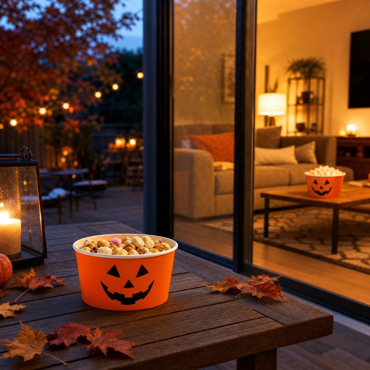 50Pcs Halloween Treat Snack Cups Ghost Pumpkin Face Pattern Disposable Paper Bowls 9oz Orange Black Paper Cups Dessert Ice Cream Bowls for Trick or Treat Halloween Movie Party Favor Supplies, 2 Style