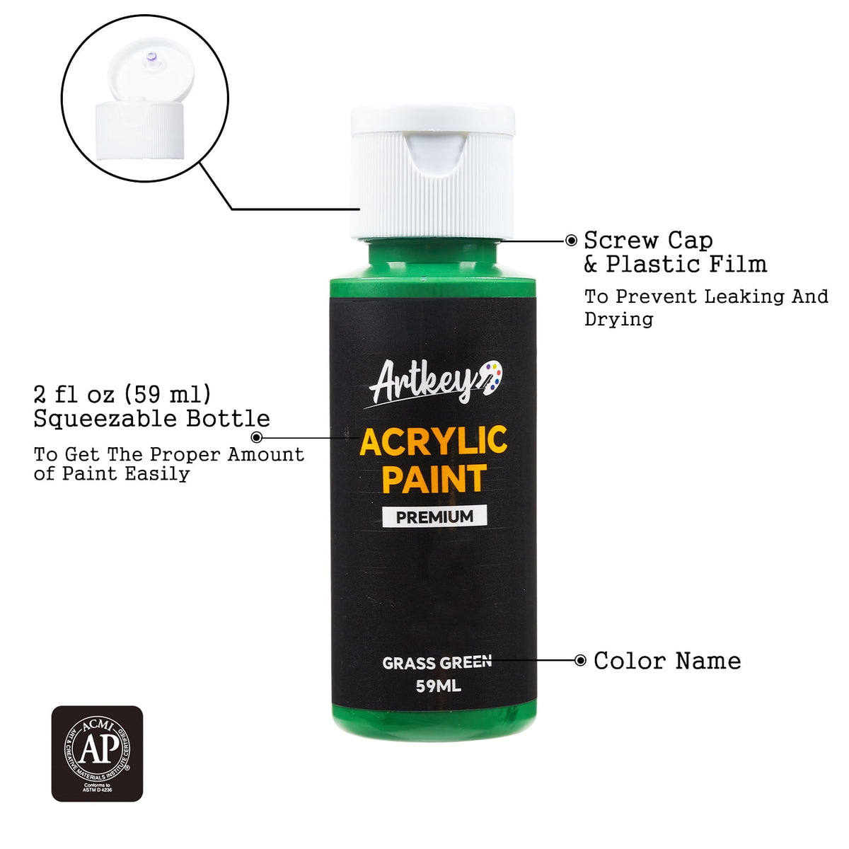 Artkey Acrylic Craft Paint Set, Festival, 24 Colors (2-Ounce)