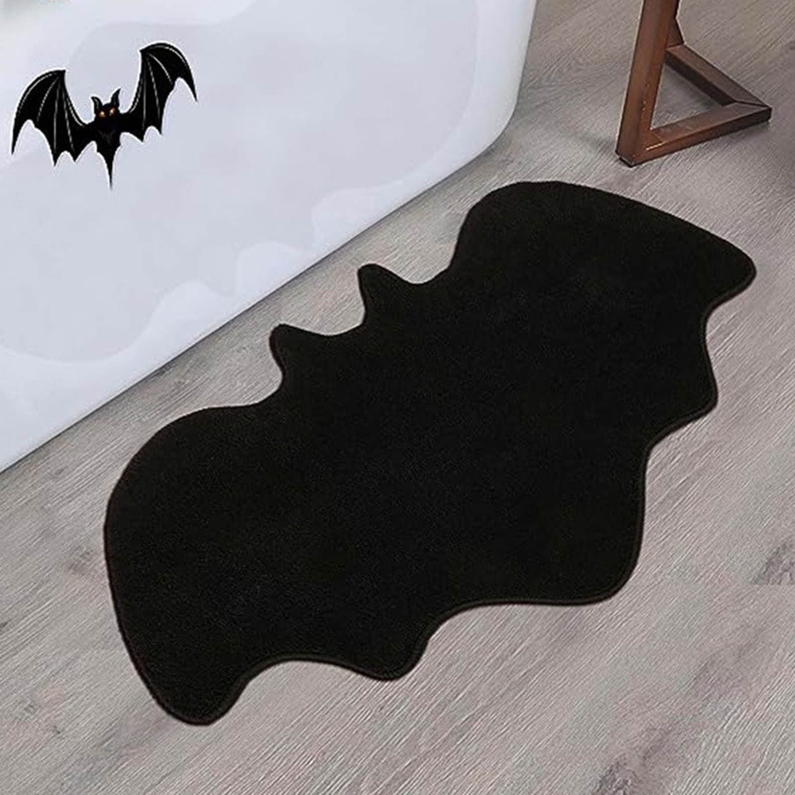 Wadada Halloween Bat Bath Mat Gothic Home Decor Black Bats Bathroom Decor Rugs Non Slip, Spooky Goth Gift Cute Shower Rug for Bathroom, Bedroom, Living Home Decoration