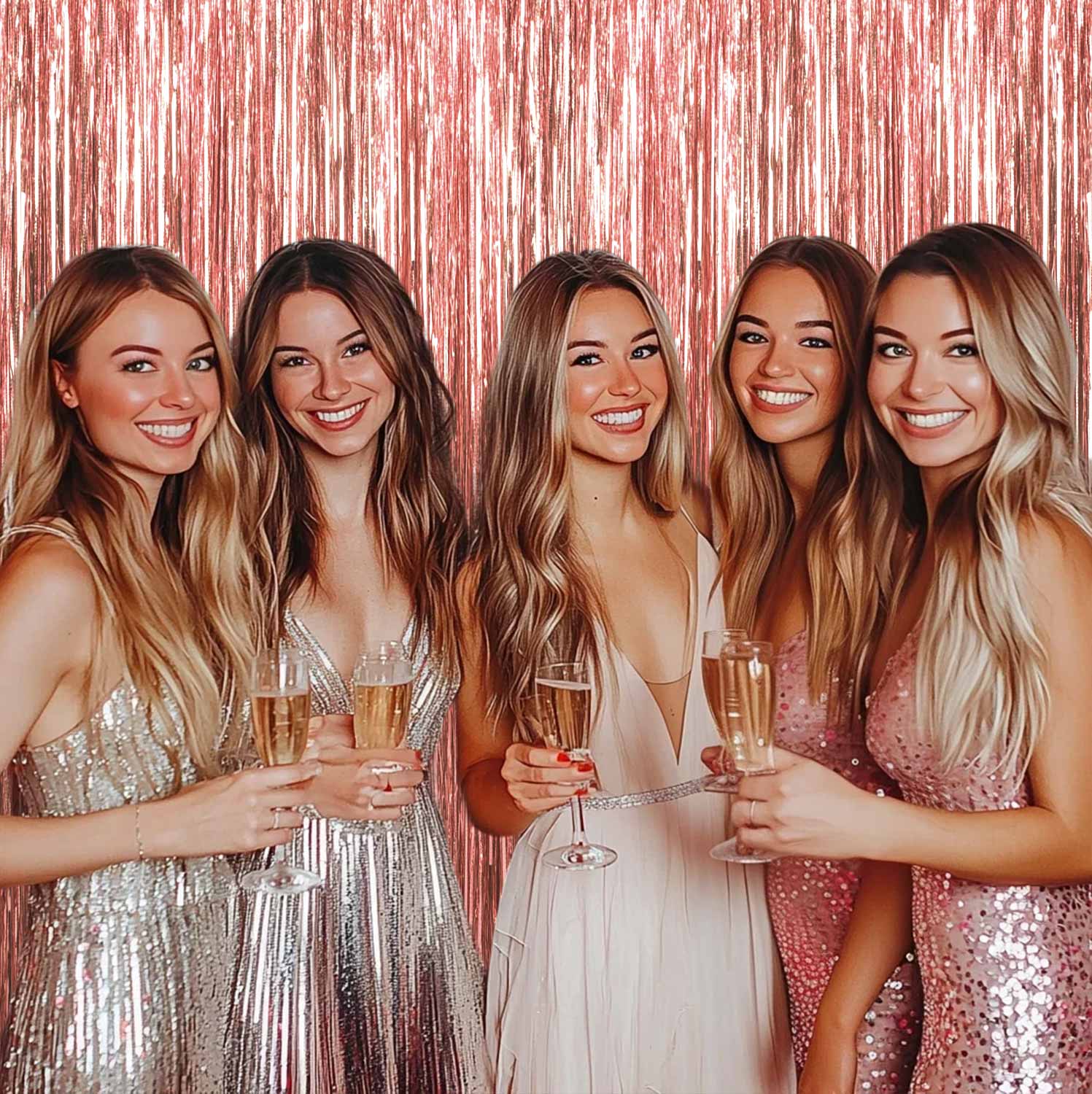 Sm:)e 2-Pack Light Bright Silver Foil Fringe Curtains for Events - Birthday, Wedding, Graduation, Christmas, Baby Shower, various festivals Decor Photo Booth Fun!