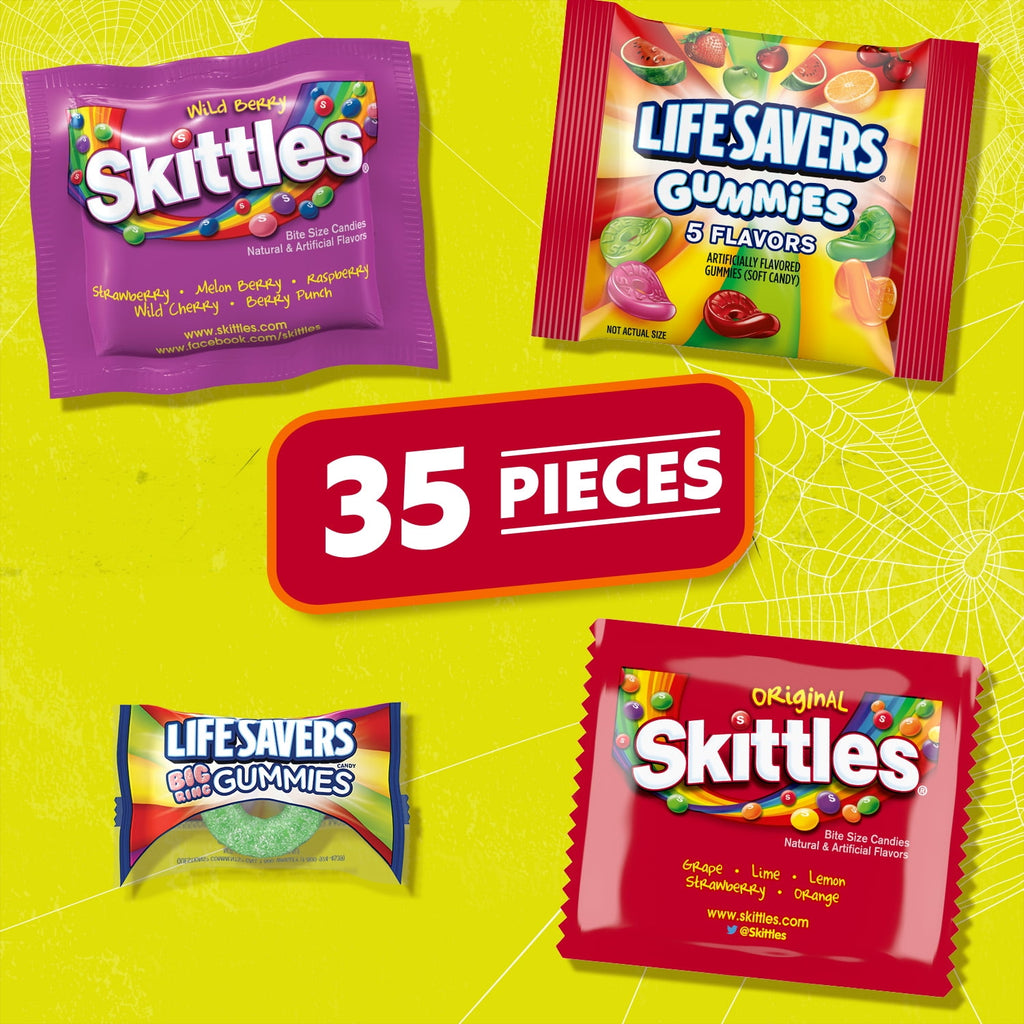 Mars Mixed Skittles and Life Savers Gummies & More Chewy Halloween Candy - 35 Ct Bulk Bag