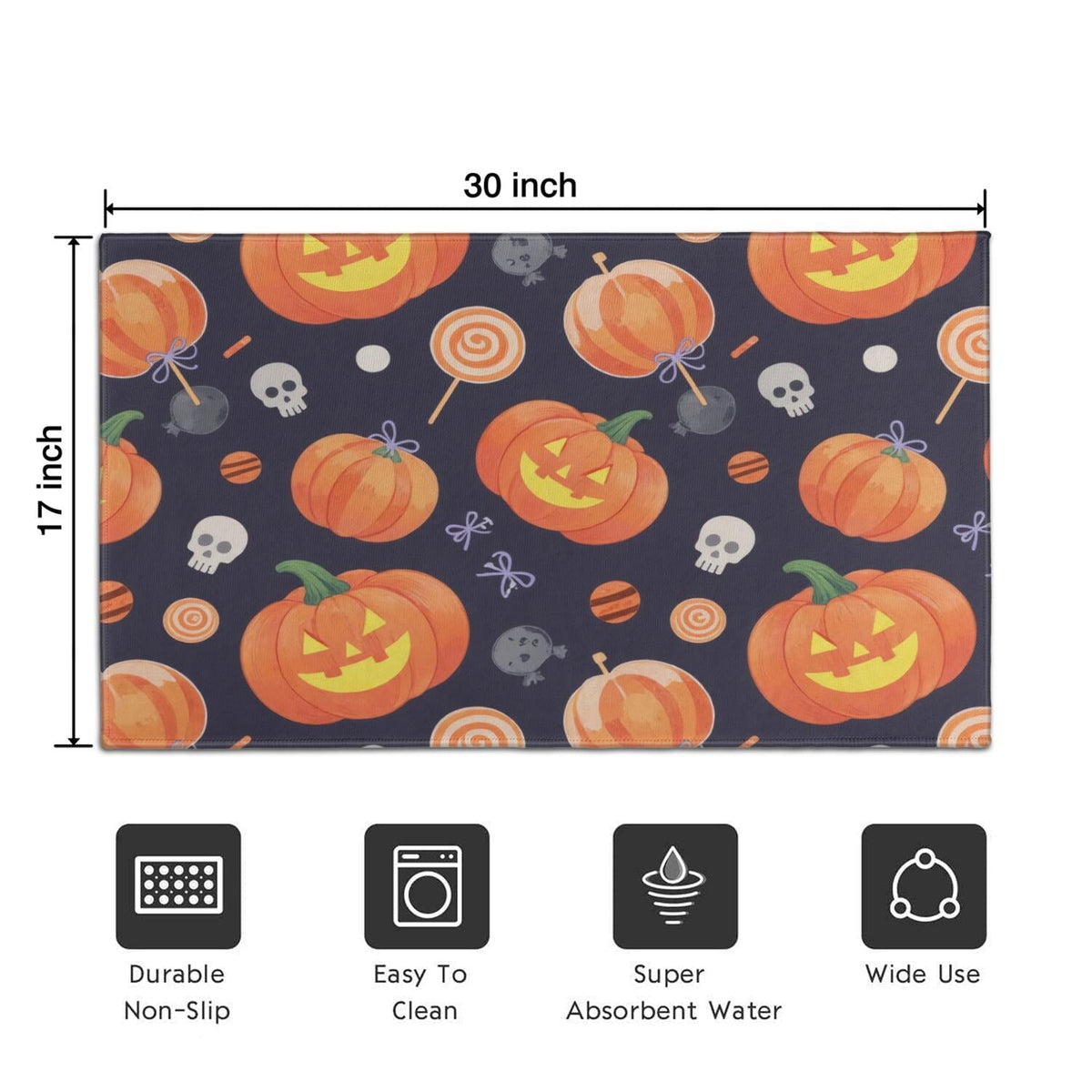 Happy Halloween Door Mat Decorations Spider Bat Doormat Plain the Indoor Door Mat/Outdoor Crystal Velvet 30x17 Inches
