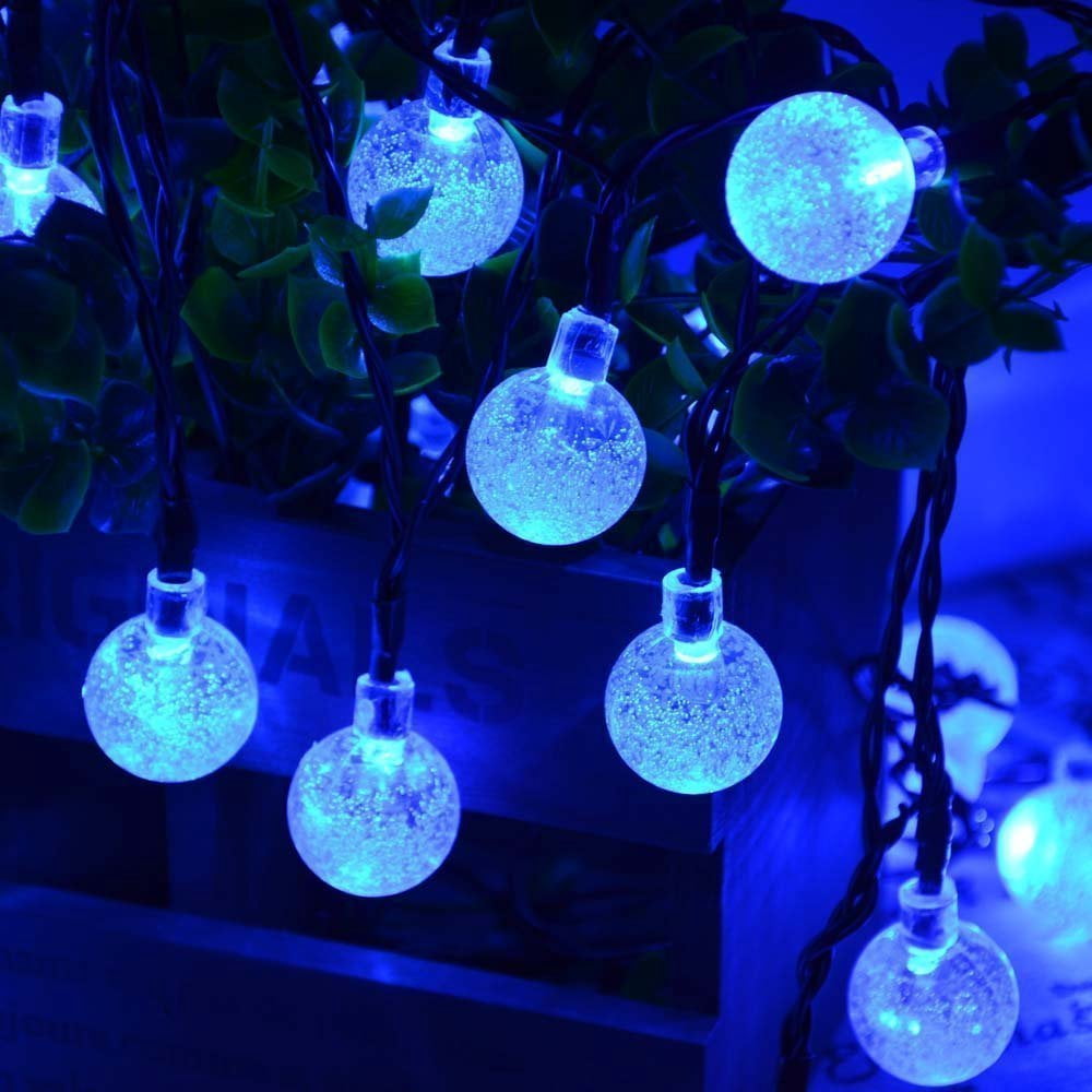 LINLIN Solar Crystal Ball String Lights,Waterproof LED Bubble Globe Solar Fairy Lights 8 Mode Ball String Lights for Bistro Garden Yard Home Party Wedding Christmas Decoration