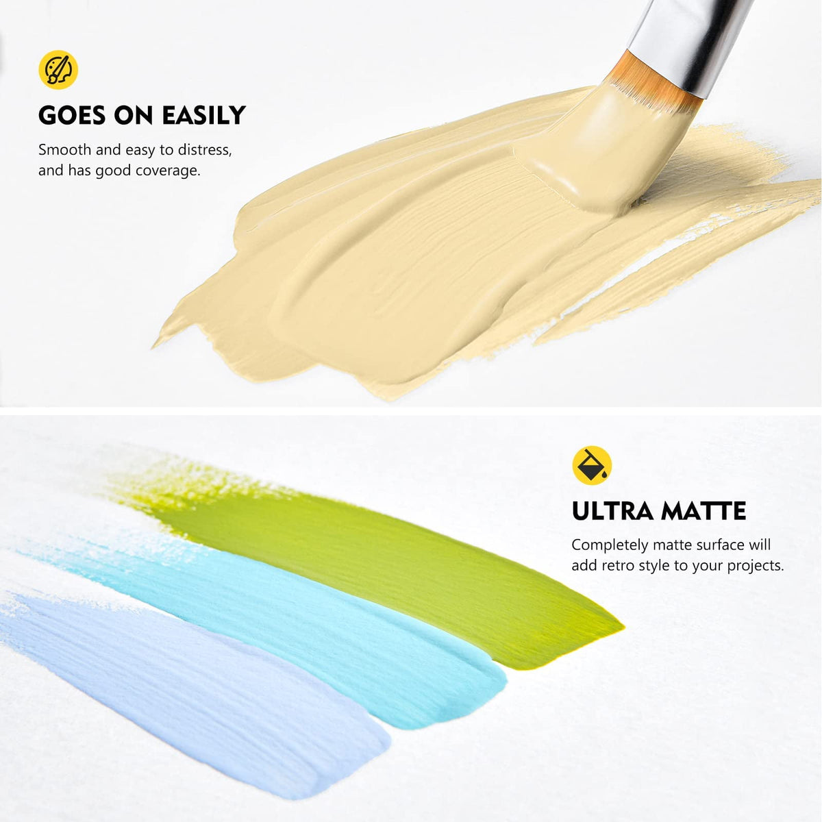 Magicfly 15 Pcs Chalk Acrylic Craft Paint Set, 60ml/2 oz 9 Colors Ultra Matte Finish Acrylic Craft Paint Set for Home Decor,8 fl oz