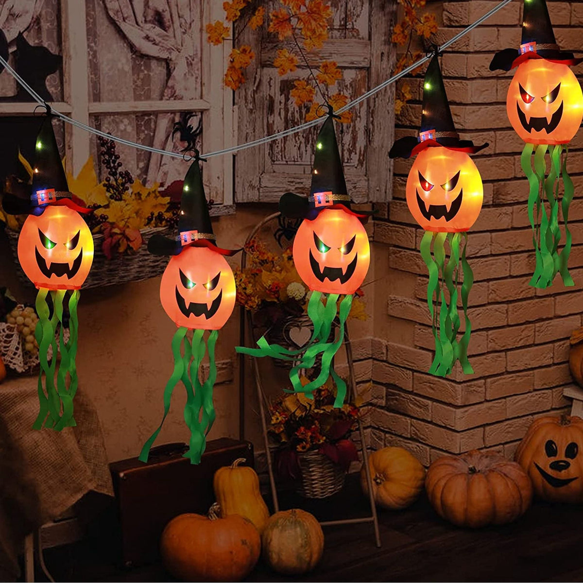 Deago Halloween Lights 9.8ft Battery Operated Ghost Witch Hat 5 LED String Lights Halloween Decoration for Indoor Outdoor Home Party Halloween Decor, White