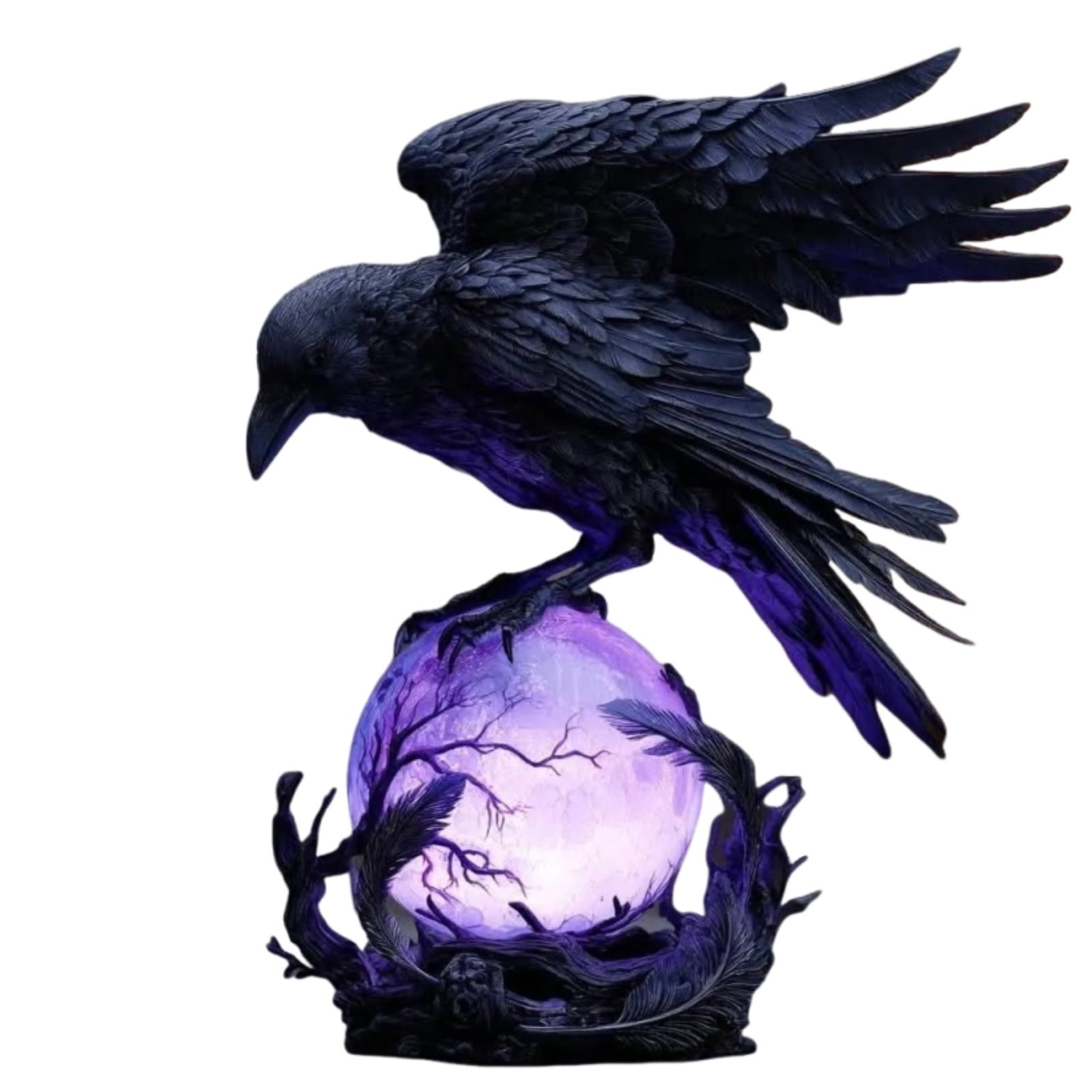 Gothic Mysterious Crow LED Light Luminous Sculpture, Resin Gothic Home Decor Accent, Raven Lamp for Halloween Gift, Bedroom Bedside, Living Room