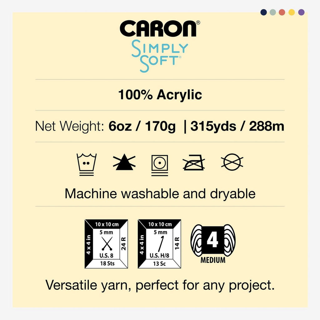 Caron® Simply Soft® Yarn, #4 Medium Acrylic Yarn, 6oz/170g, 315 yds, Soft Pink