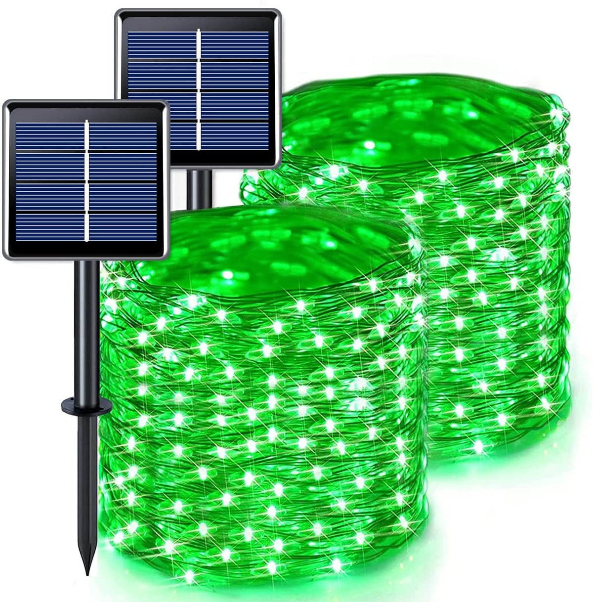 2 Pack Solar Fairy Lights Outdoor 33ft 100 LED Solar Powered Copper Wire Lights 8 Modes Waterproof for Garden Tree Patio Wedding Party Decor,Cool White