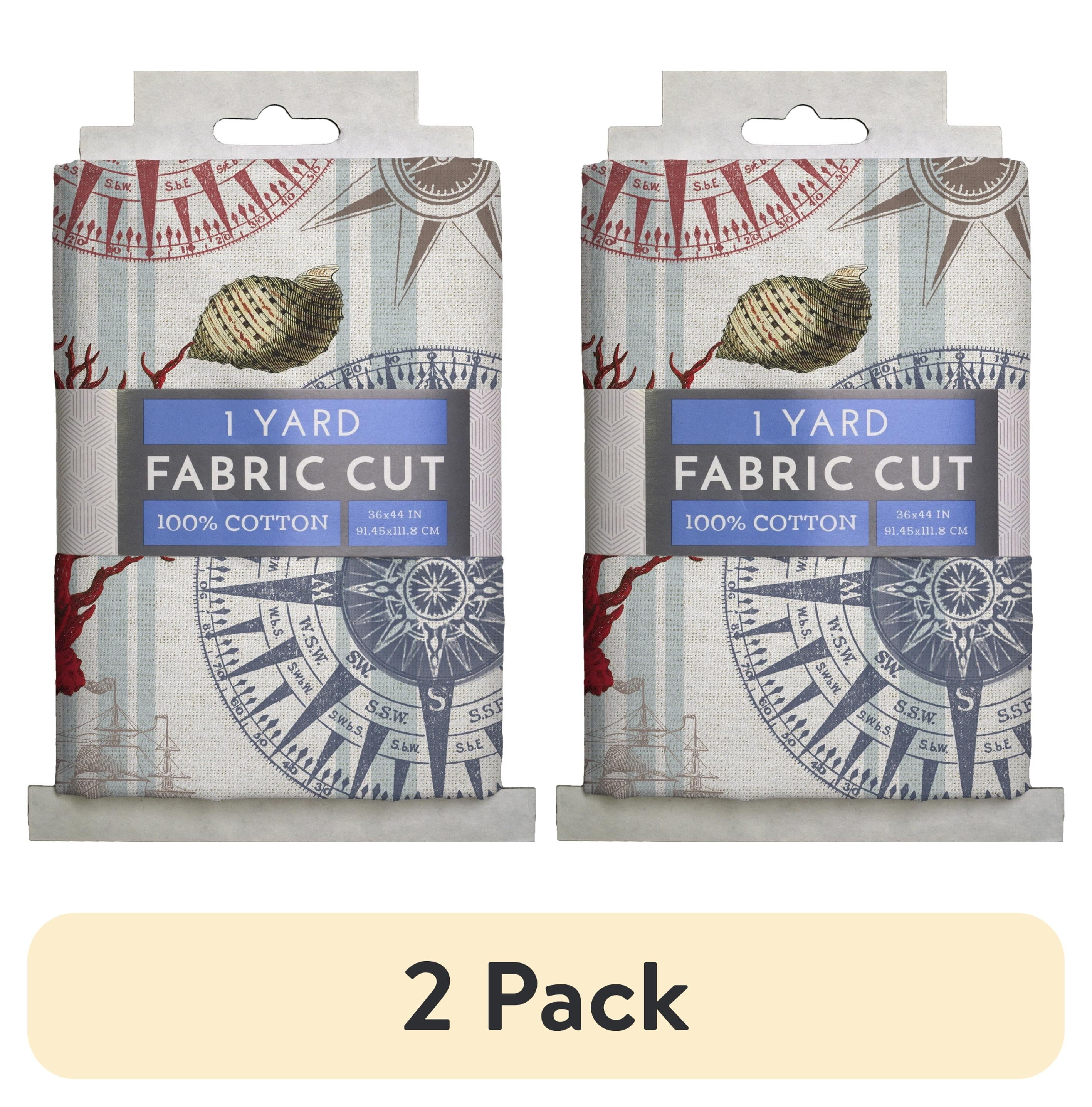 (2 pack) David Textiles Nautical Navigation 44" Cotton Sewing & Craft Fabric 1 yd Pre-cut, Multi-Color