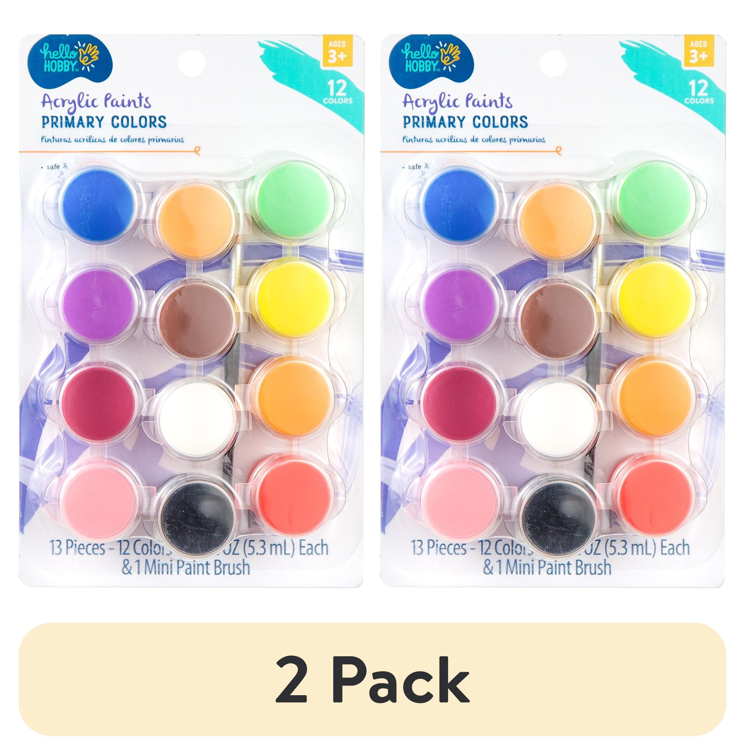 Hello Hobby Primary Colors Acrylic Paints & Paintbrush