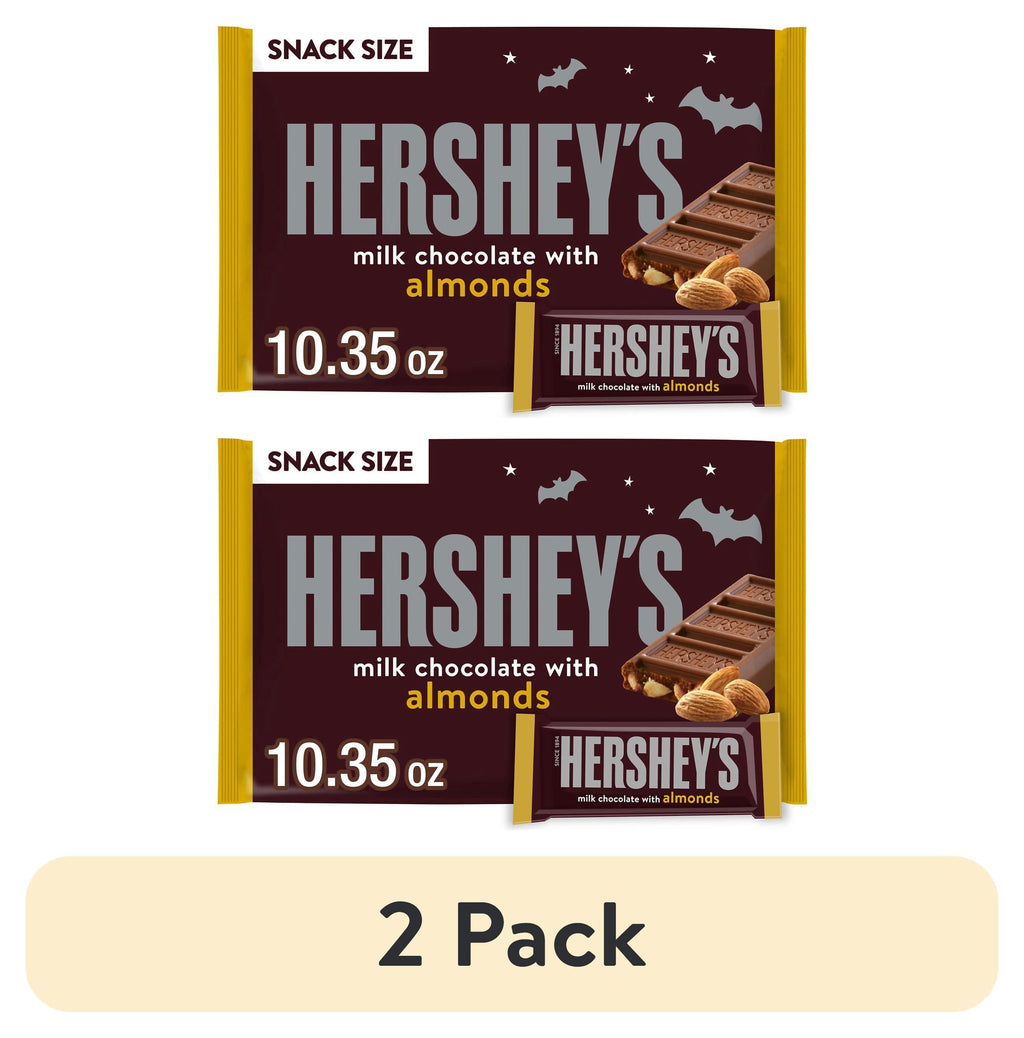 (2 pack) Hershey's Milk Chocolate with Almonds Snack Size, Halloween Candy Bag, 10.35 oz