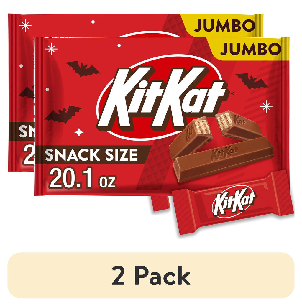 (2 pack) Kit Kat Milk Chocolate Wafer Snack Size, Halloween Candy Jumbo Bag, 20.1 oz