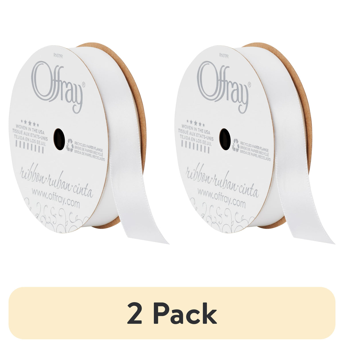 (3 pack) Offray Ribbon, Forest Green 5/8 inch Single Face Satin Polyester Ribbon, 18 feet