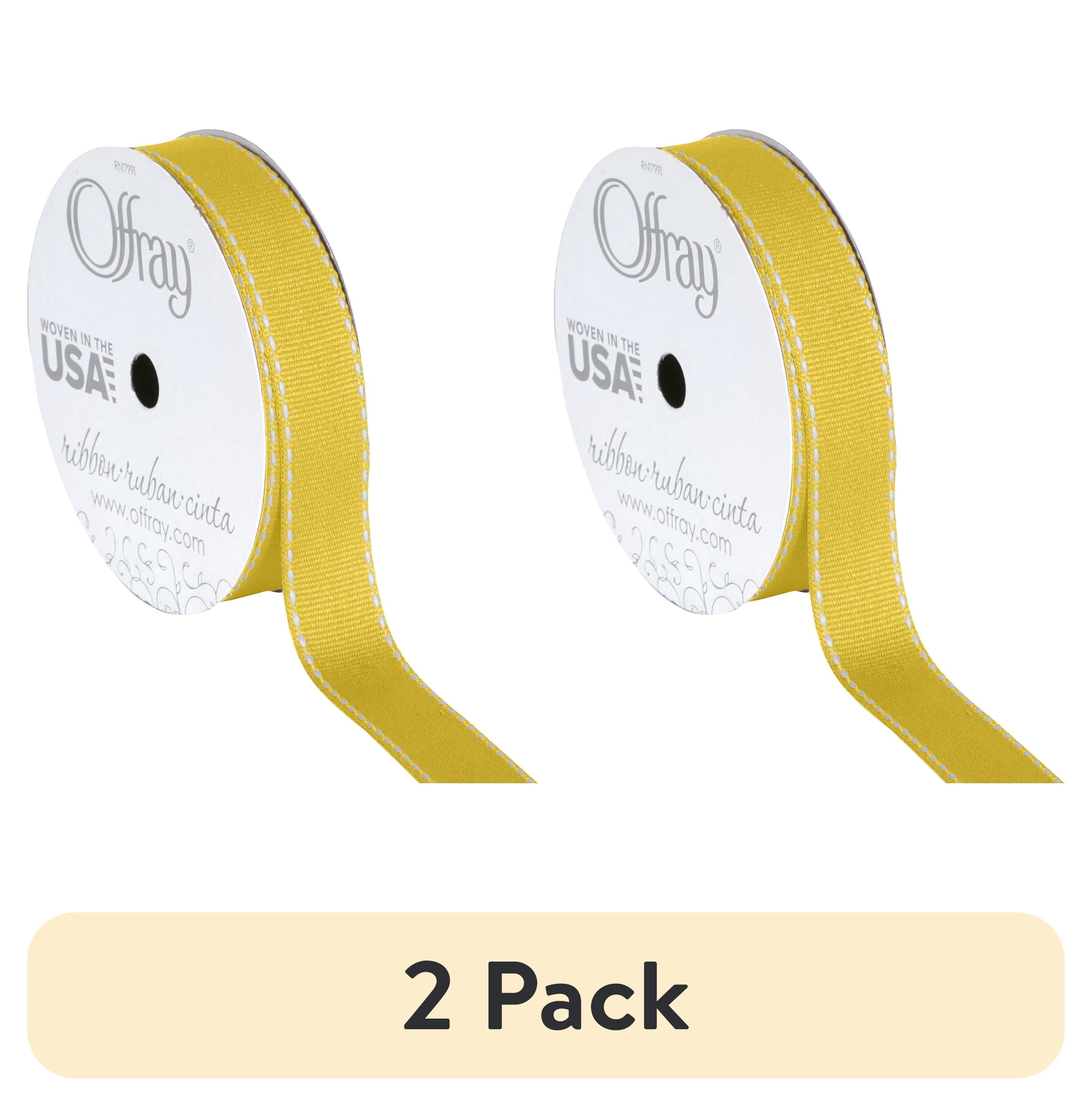 Offray Ribbon, Lemon Yellow 5/8 inch Grosgrain Polyester Ribbon for Sewing, Crafts, and Gifting, 9 feet, 1 Each