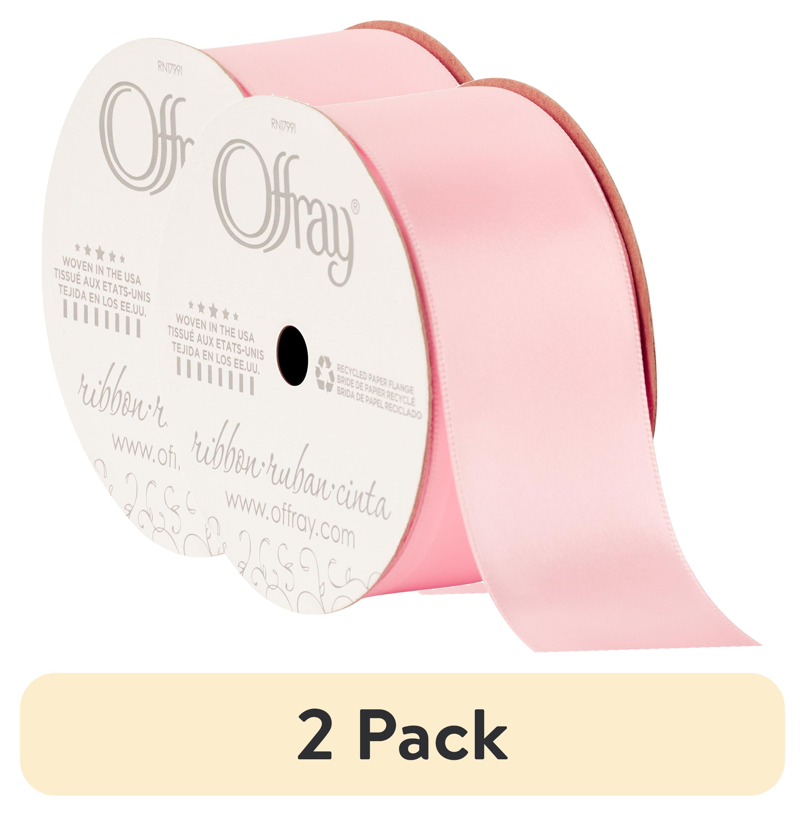 (2 pack) Offray Ribbon, Red 1 1/2 inch Double Face Satin Polyester Ribbon, 12 feet