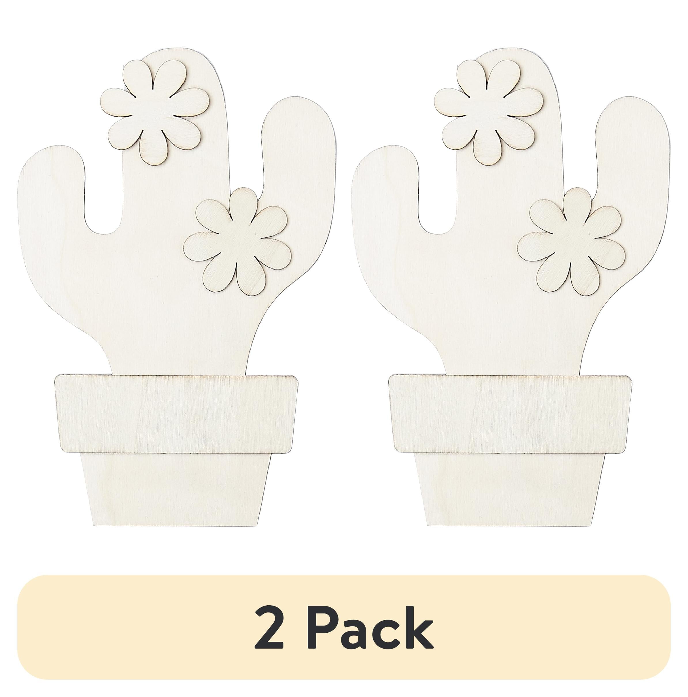 (2 pack) Plaid Surfaces Layered Wood Shape, Cactus