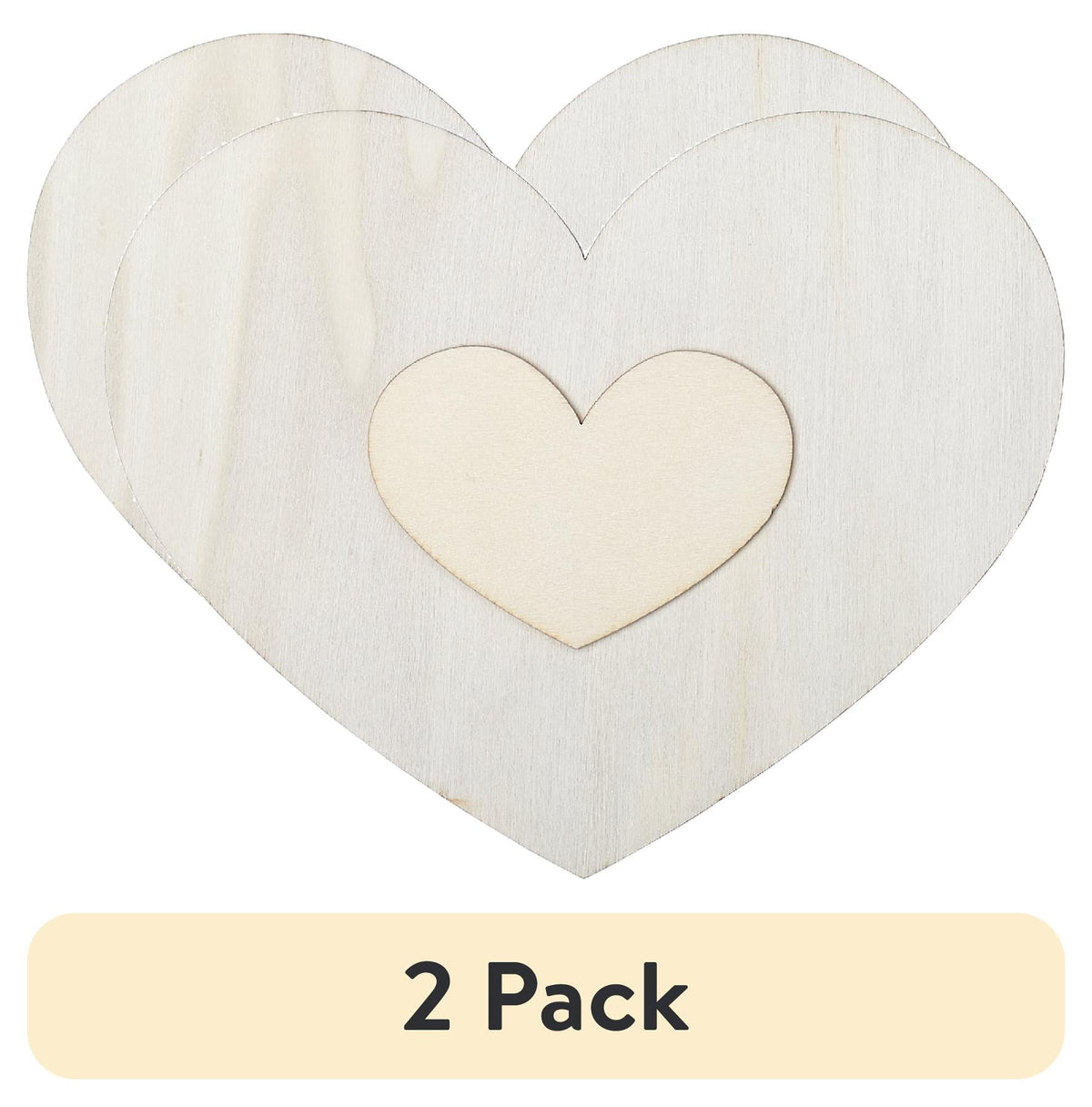 (2 pack) Plaid Surfaces Layered Wood Shape, Heart
