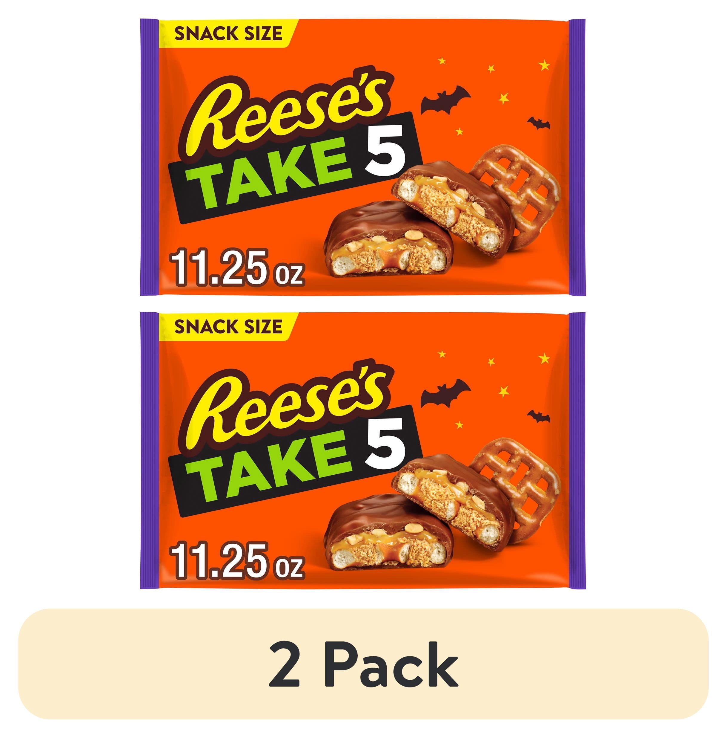 (2 pack) Reese's Take 5 Pretzel, Peanut and Chocolate Snack Size Halloween Candy, Bag 11.25 oz