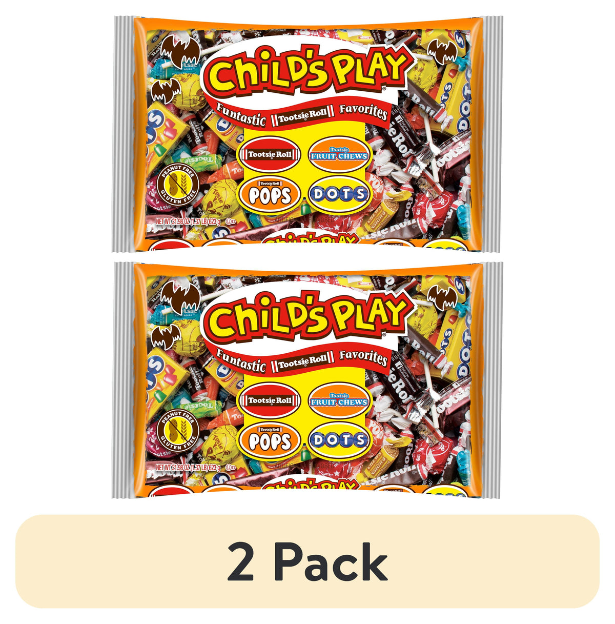 Tootsie Child's Play, Assorted Halloween Candy, Individually Wrapped, Peanut Free, Gluten Free, 21.98 oz
