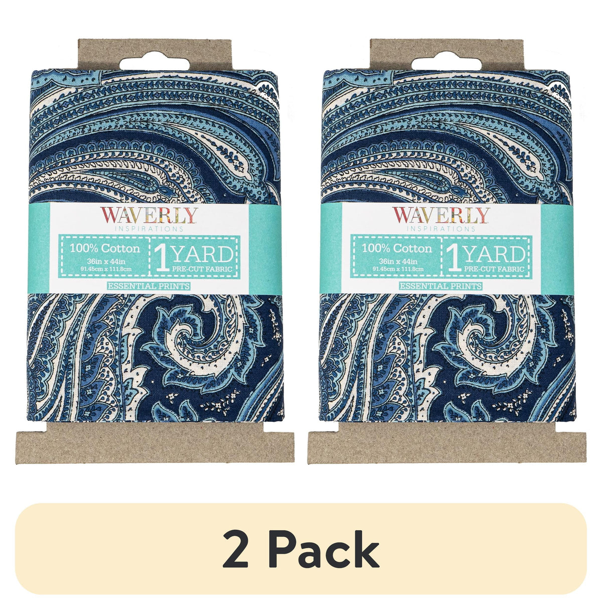 Waverly Inspirations 1 Yard Cut 100% Cotton Prints Fabric, Paisley Navy, 44 in Wide for Quilting & Sewing