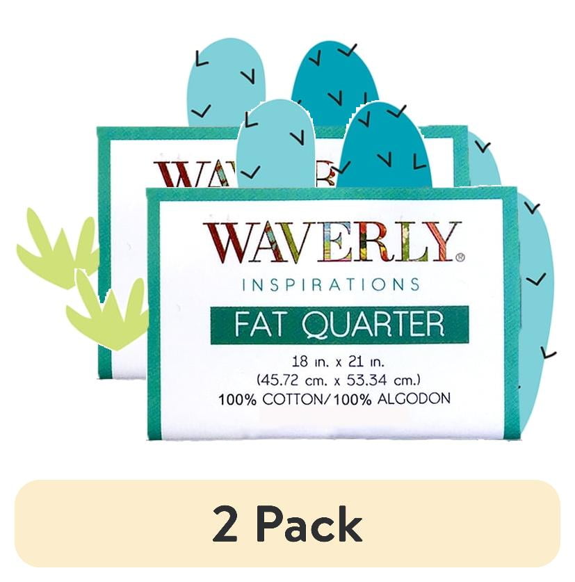 (2 pack) Waverly Inspirations 18\" x 21\" 100% Cotton Fat Quarter Cactus Teal Print Craft Quilting Fabric, 1 Each