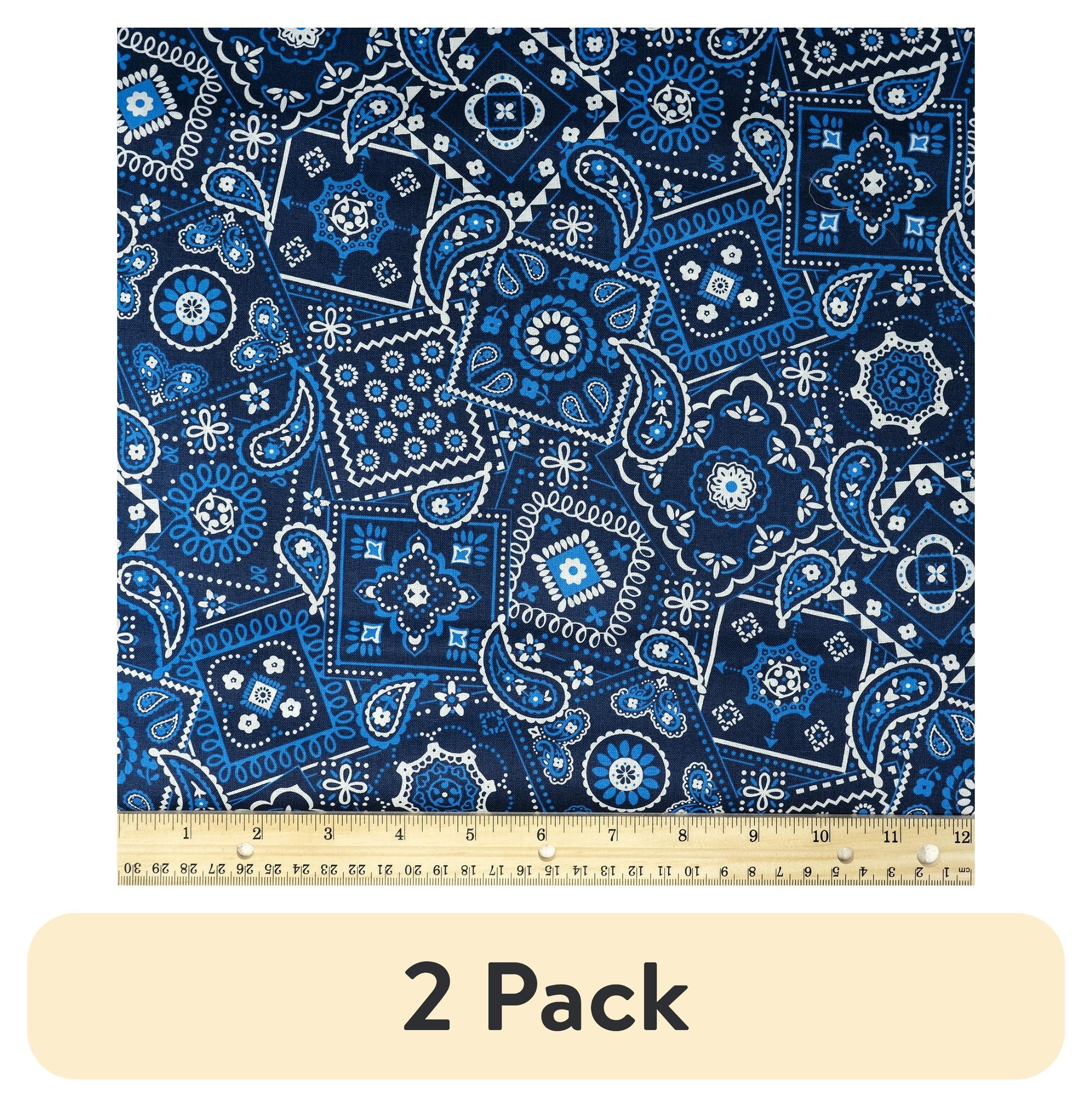 (2 pack) Waverly Inspirations Sewing & Craft Fabric, Bandana Ink Lapis, 1 Yard Precut, 100% Cotton, 44 in Wide, for Quilting & Sewing