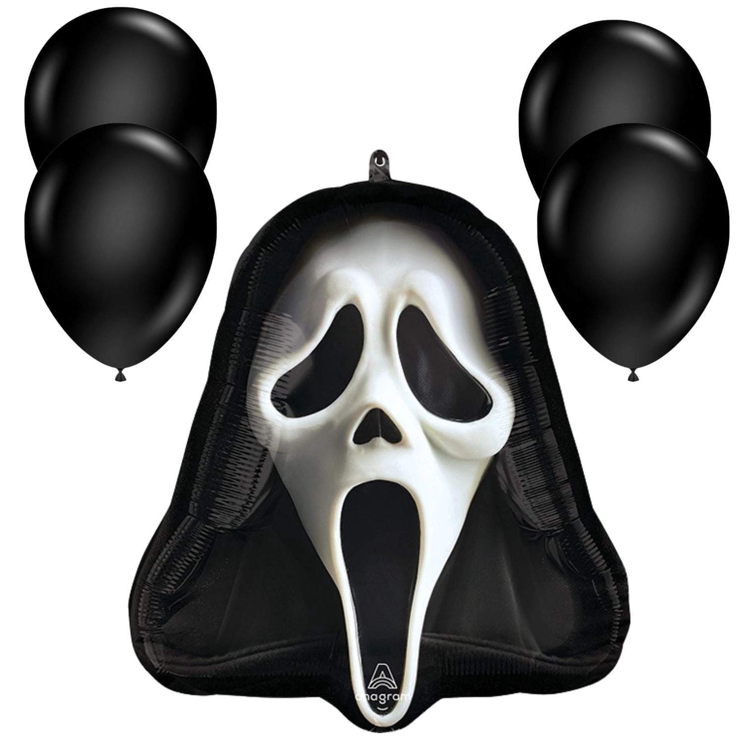 20" Halloween Ghost Face Balloon with 4 Latex Balloons – Spooky Party Decoration Set