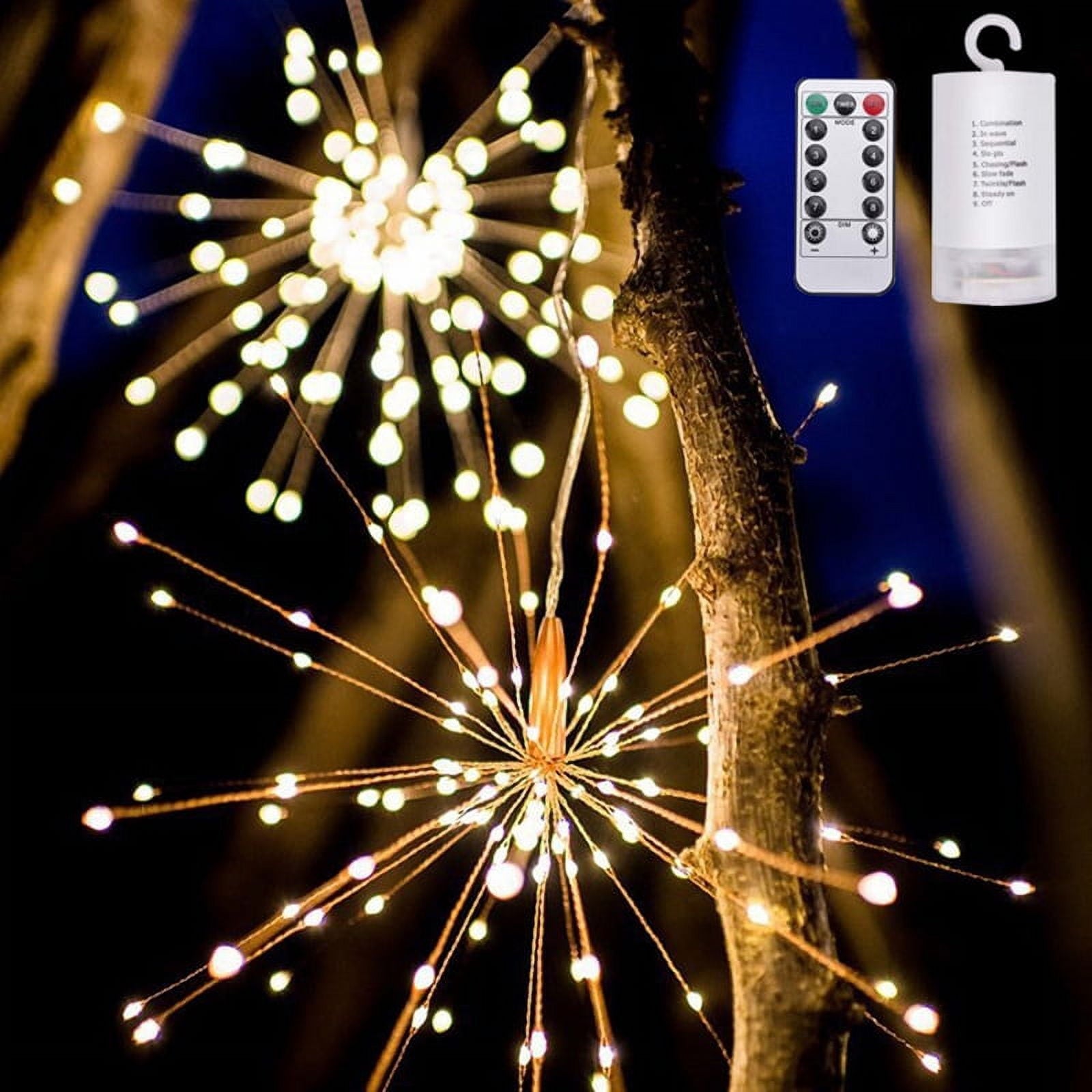 200 LED Fireworks Lights Thanksgiving Christmas Halloween Wedding Decoration Lights Indoor and Outdoor Courtyard Hanging Explosion Light Strings