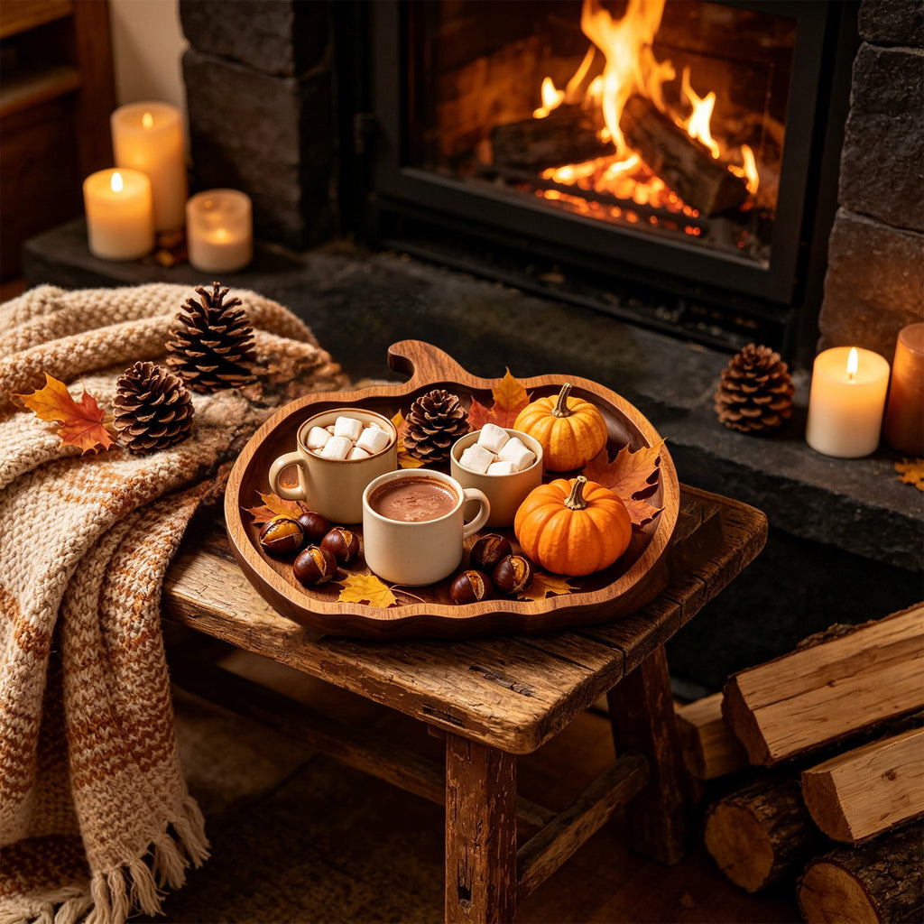 geerera Pumpkin Shaped Wooden Serving Board, Cheese & Charcuterie Platter for Fall, Thanksgiving & Halloween Parties