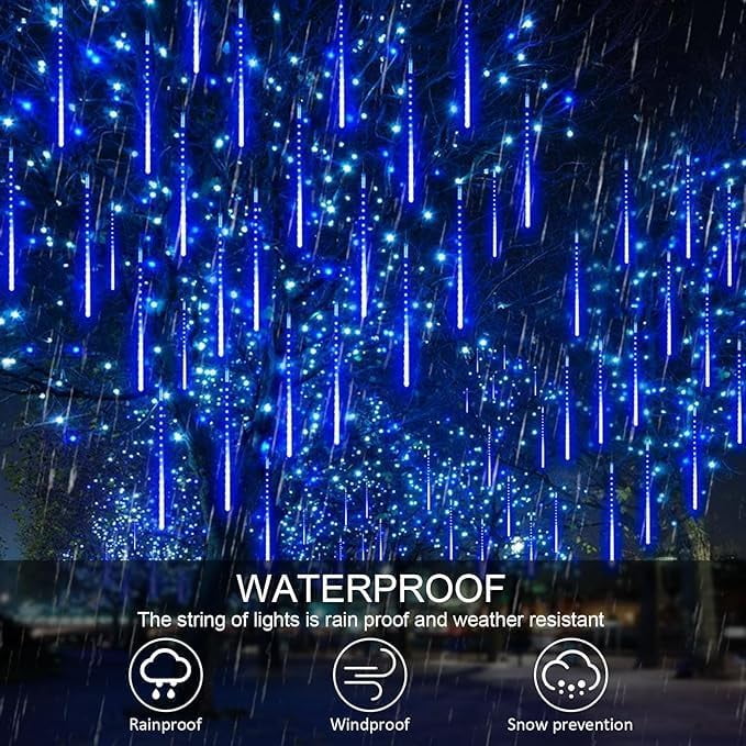 LED Outdoor String, Rain Lights,Meteor Lights,Meteor rain Lights 30cm 10 Tube Solar rain Lights with for Christmas Parties Wedding Christmas Tree