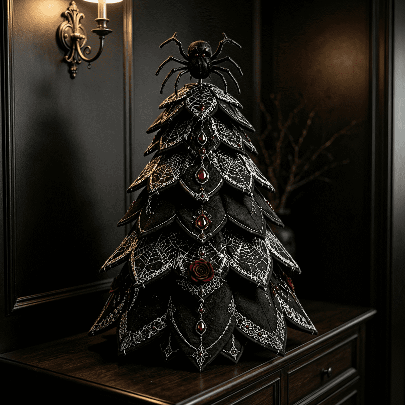 2026 Moonlit Black Cat DIY Halloween Quilted Fabric Tree Kit - Patchwork Fabric Halloween Tabletop Tree, Autumn Mantel Ornament for Adult Rustic Farmhouse Seasonal Display