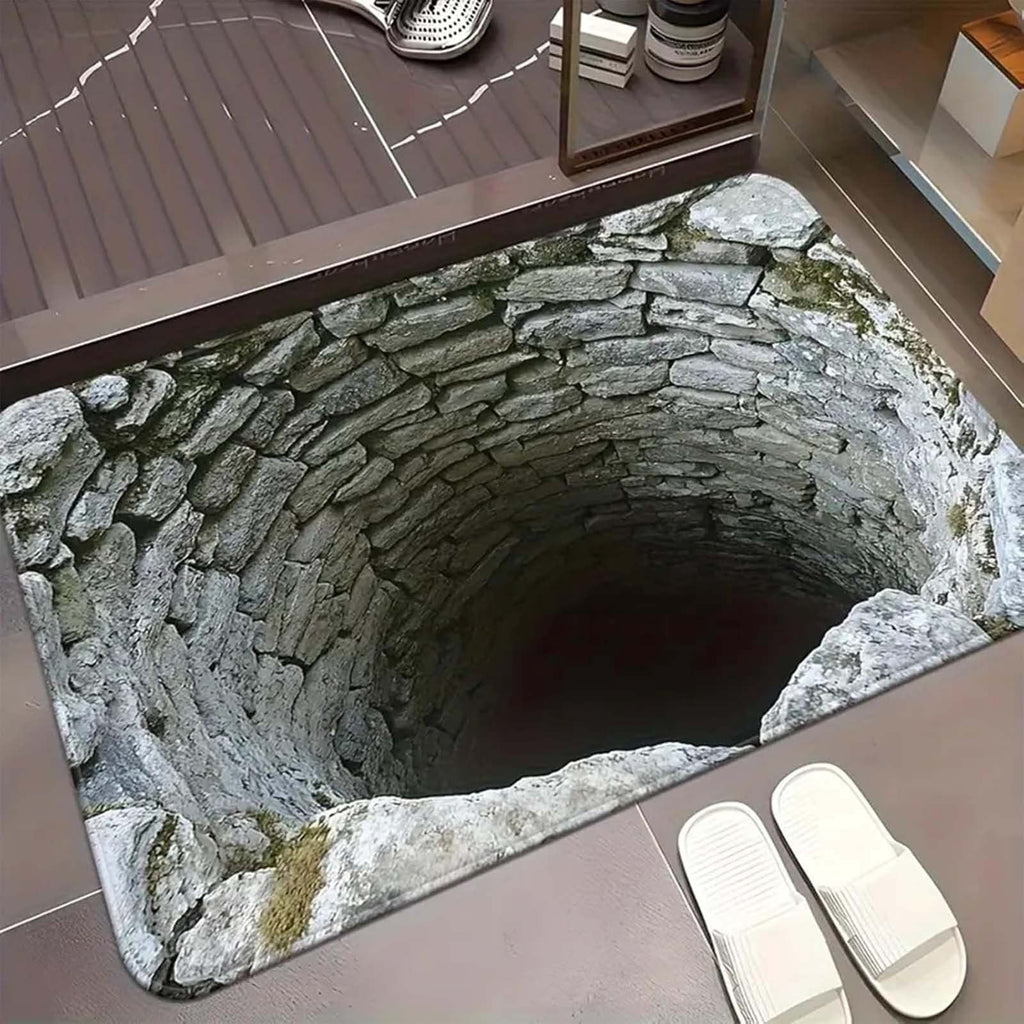 2026 New 3D Hole Rug, Rugs That Look like a Hole, Trap Optical Illusion Bottomless Non-slip Doormat for Door Entrance, Bathroom, Stairs, Playroom, Living Room, Or Area Decoration
