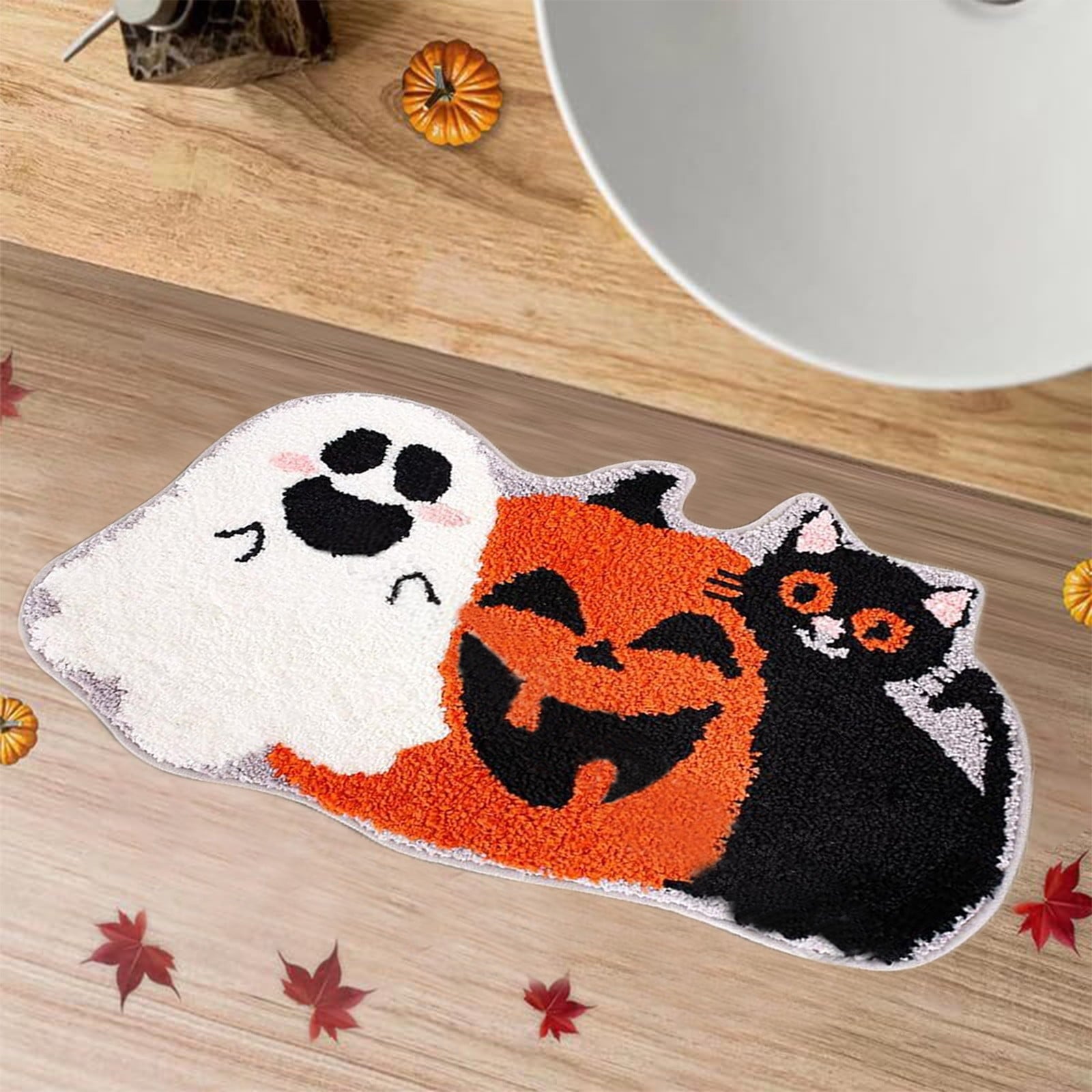 JoyMoreHome Halloween Pumpkin Ghost Welcome Door Mats 15.7x23.6 Inch Halloween Doormats Non-slip Entrance Floor Door Rug for Home Kitchen Front Door Halloween Decorations