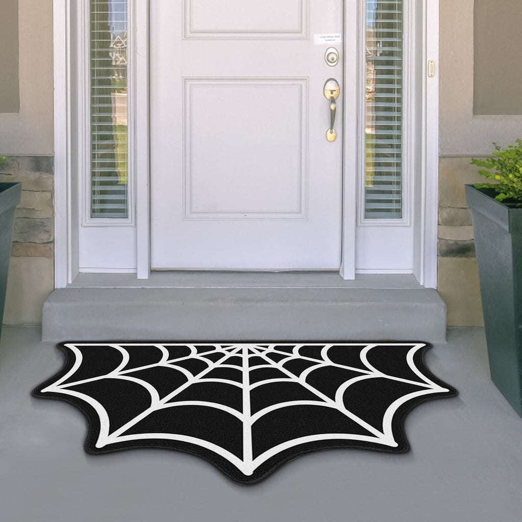 SLYNSHome Halloween Mats,31.5x15.7 Inch Spider Web Bathroom Door Mat Halloween Themed Rugs Avoid Slip Floor Mat Non-slip Pad for Front Door Hallowmas Home Decoration Supplies