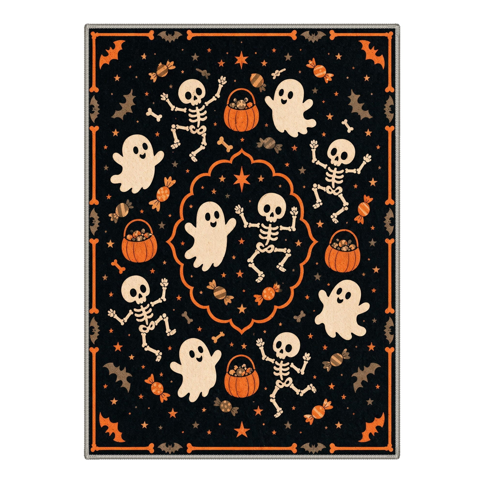 GENIMO 2'x7' Halloween Runner Rug, Washable Non Slip Soft Vintage Witch Indoor Outdoor Hallway Runner for Porch Patio Kitchen Entryway, Retro Sepia