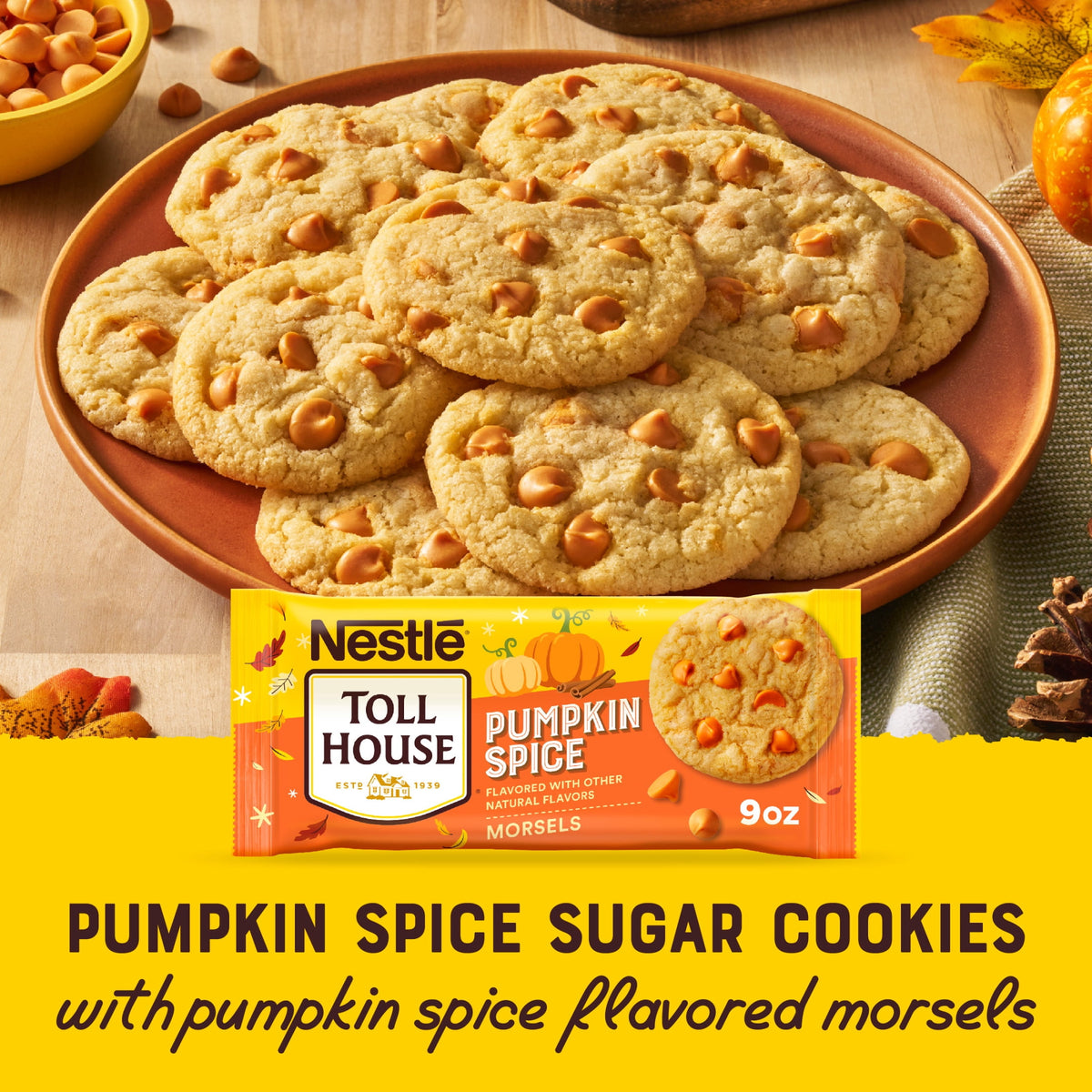 Nestle Toll House Pumpkin Spice Regular Baking Chips, Morsels for Halloween Baking, 9 oz Bag