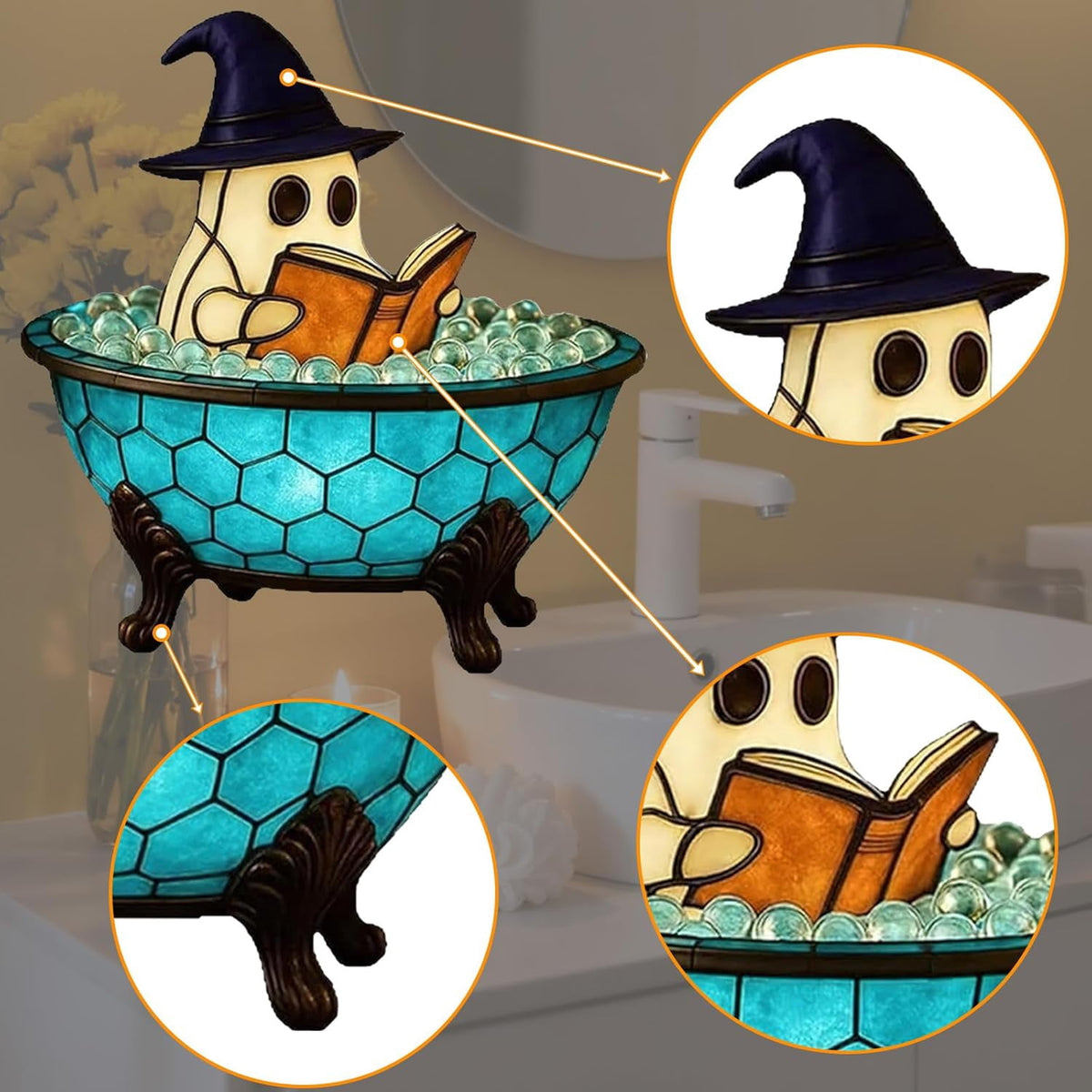 Clearance Gothic LED Lamp – Raven's Moonlight Mysterious Crow on Orb Sculpture, 3D Hollow Lantern Decorative Lamp for Gothic Collectors, Halloween Enthusiasts Best Halloween Gifts