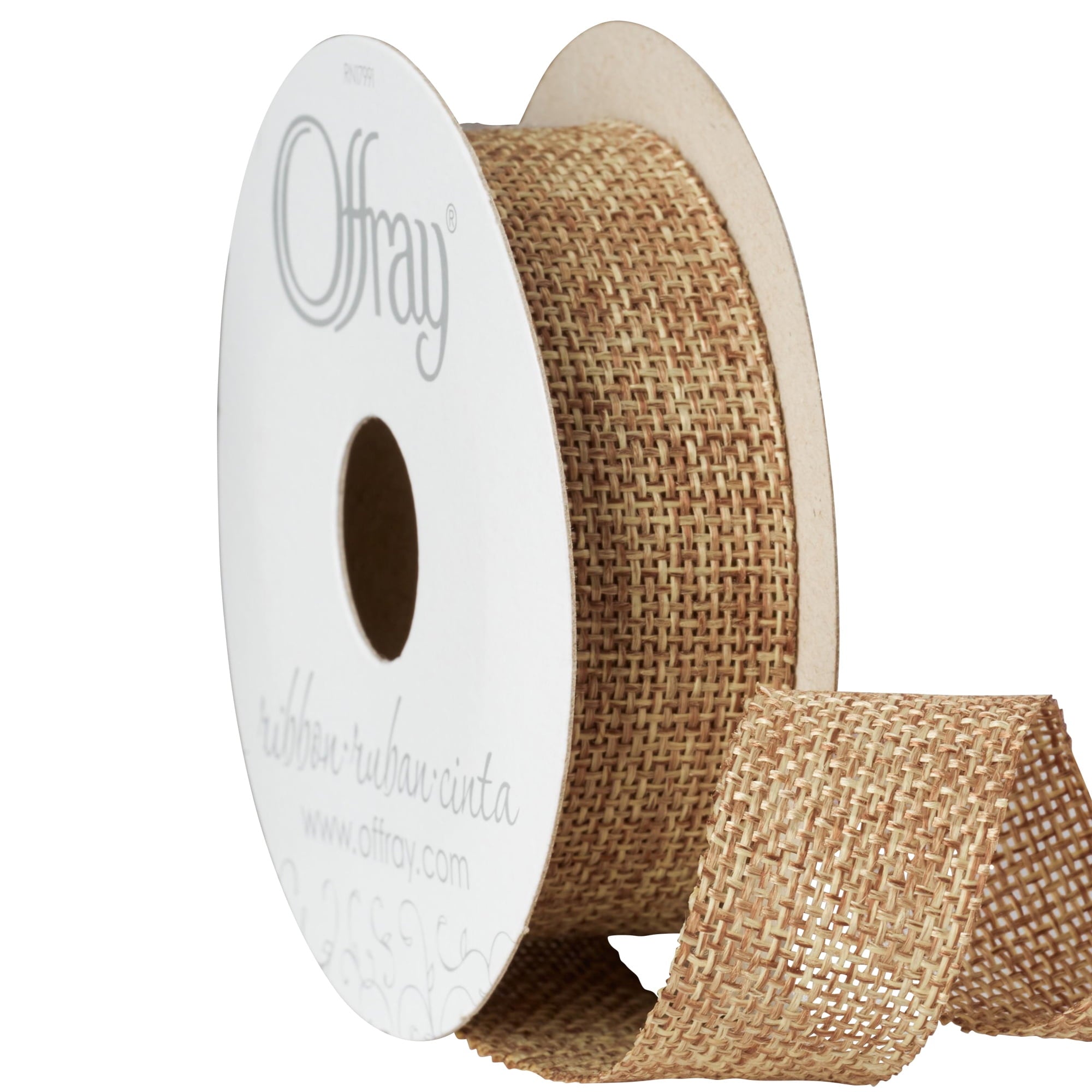 (3 pack) Offray Ribbon, Natural 7/8 inch Woven Burlap Woven Ribbon for Crafts, Gifting, and Wedding, 9 feet, 1 Each