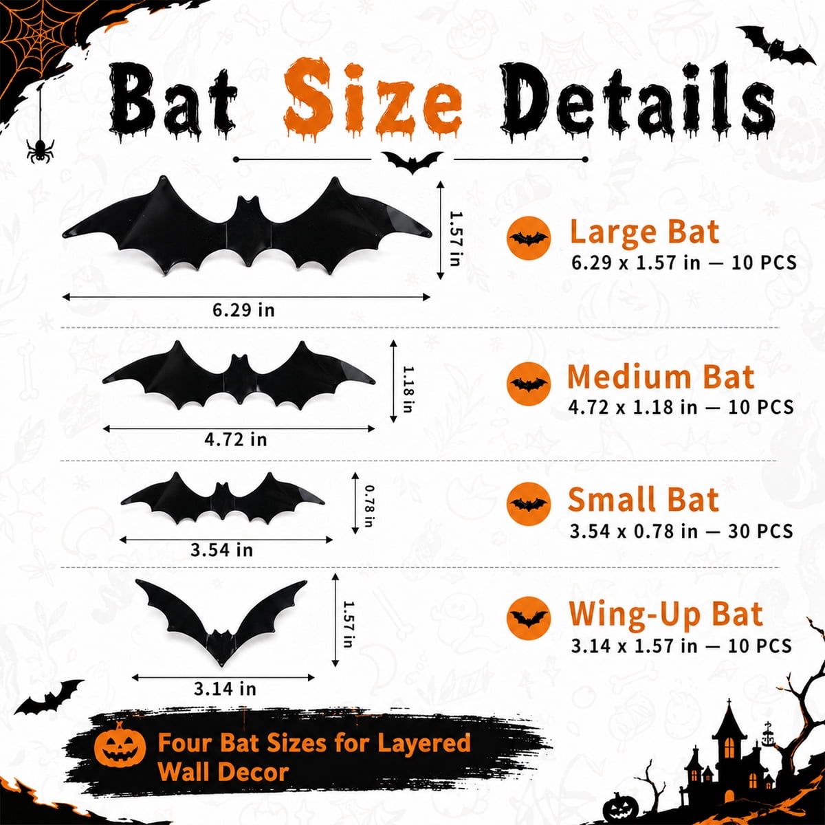 Halloween Creepy Cloth Halloween Gauz Scary Decoration with Bats Spiders Fabric Hanging Spooky Stuff for Indoor Outdoor Home Wall Haunted House Party Supplies 88Pcs Set 1