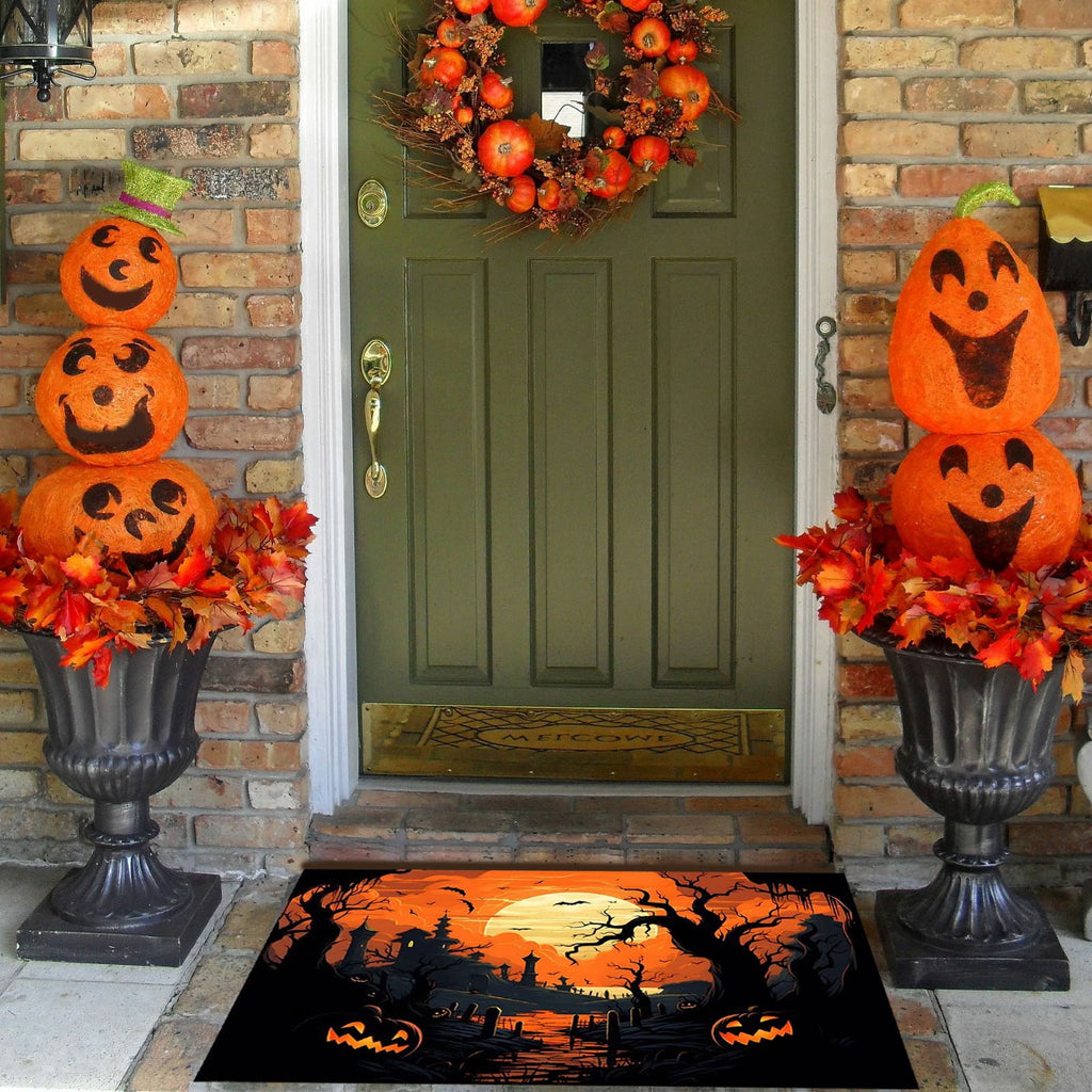 Vggrvlo Under5 Halloween Kitchen Rugs Mats for Floor Non Slip Extra Thick Chenille Door Mat Machine Washable Bath Mats Halloween Decorations