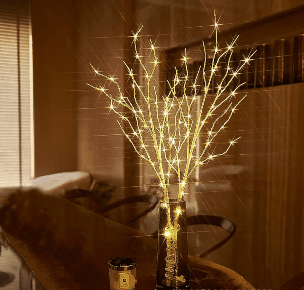 32-inch LED Fairy Light Branch with Timer Function - 50 Warm White LEDs, Battery-Operated Brown Branch, Suitable for Indoor/Outdoor Decorations, Perfect for Vases, Christmas, Parties, and Home Decor.