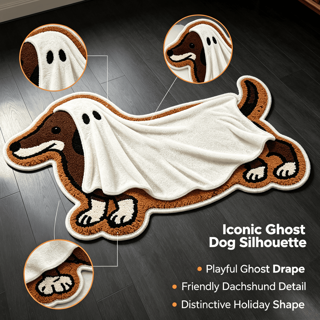 Halloween Dachshund Door Mat, 30"×18" Non-Slip Pumpkin Dachshund Floor Rug, Mat for Home Porch Fall Decor & Pet Lover Housewarming Gift