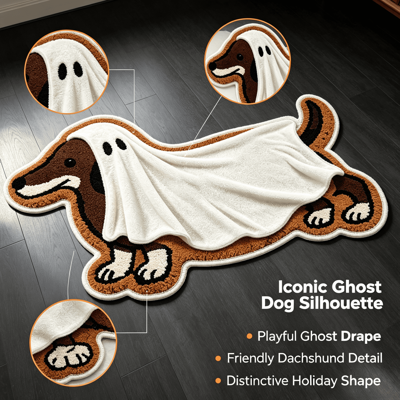 Halloween Dachshund Door Mat, 30"×18" Non-Slip Pumpkin Dachshund Floor Rug, Mat for Home Porch Fall Decor & Pet Lover Housewarming Gift