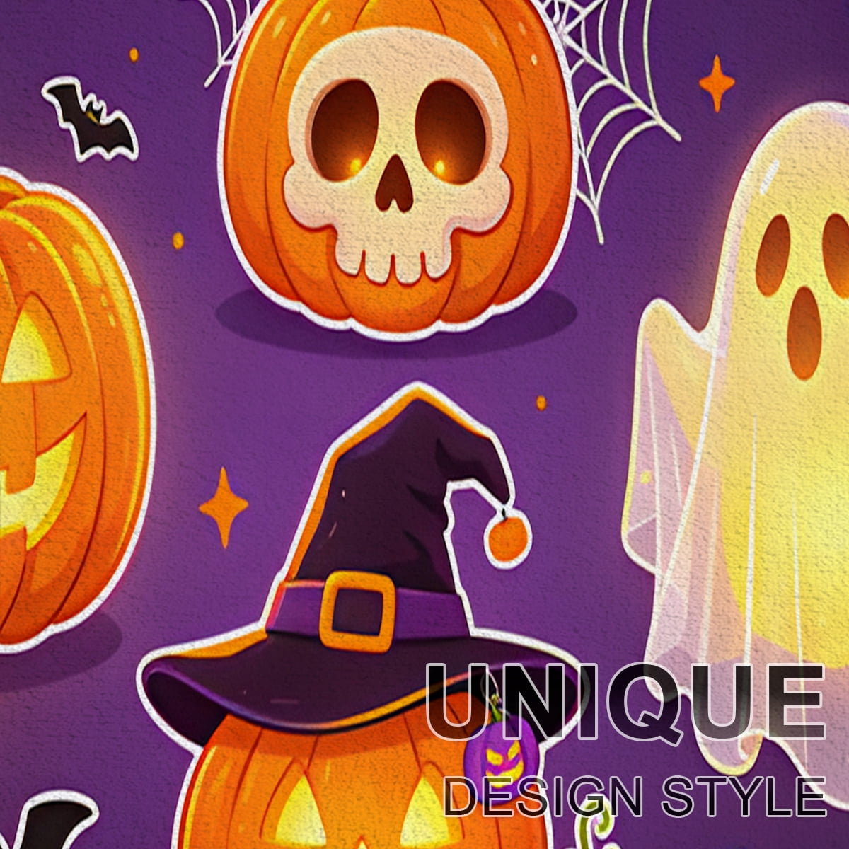 YIMEIS Halloween Neon Pumpkin Lanterns 3Pcs Flannel Mat & Kitchen Rugs Set,Soft Non-slip,16''×24'' 20''×30'' 17''×47'' Inches,for Entryway Bathroom