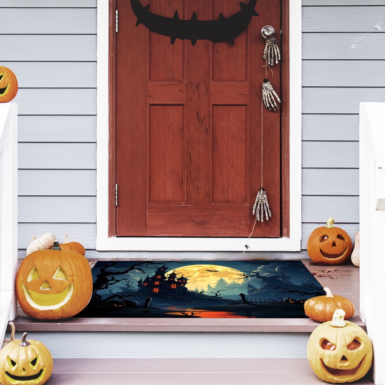 Vggrvlo Under5 Halloween Kitchen Rugs Mats for Floor Non Slip Extra Thick Chenille Door Mat Machine Washable Bath Mats Halloween Decorations