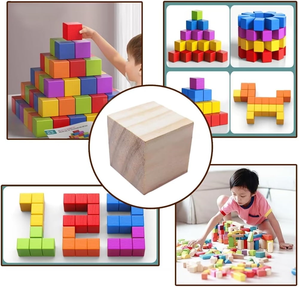 2 Inch Wooden Cubes,Wooden Blocks for Arts and Crafts and DIY Projects,Natural Pine Wood Square Blocks,Topboutique Unfinished Wood Blocks for Wood Crafts,8 Pcs