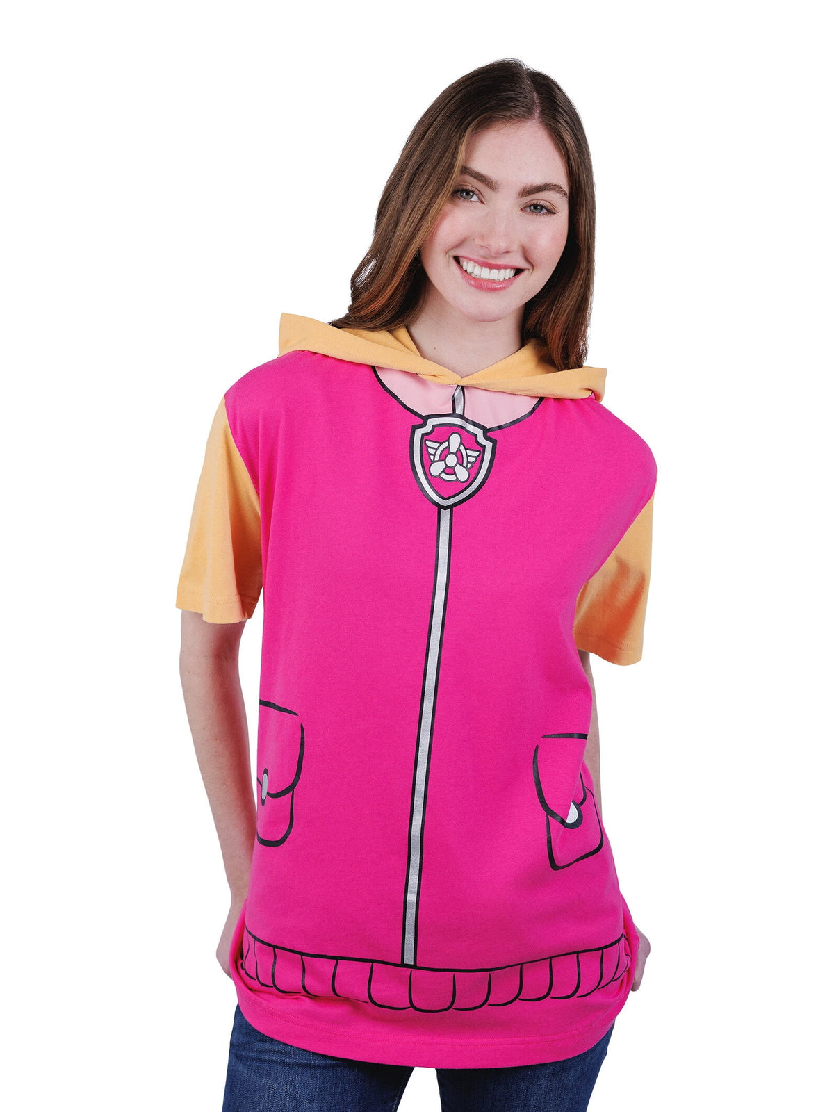 Paw Patrol Big Boys' Cosplay Hooded T-Shirt Marshall Bright Red