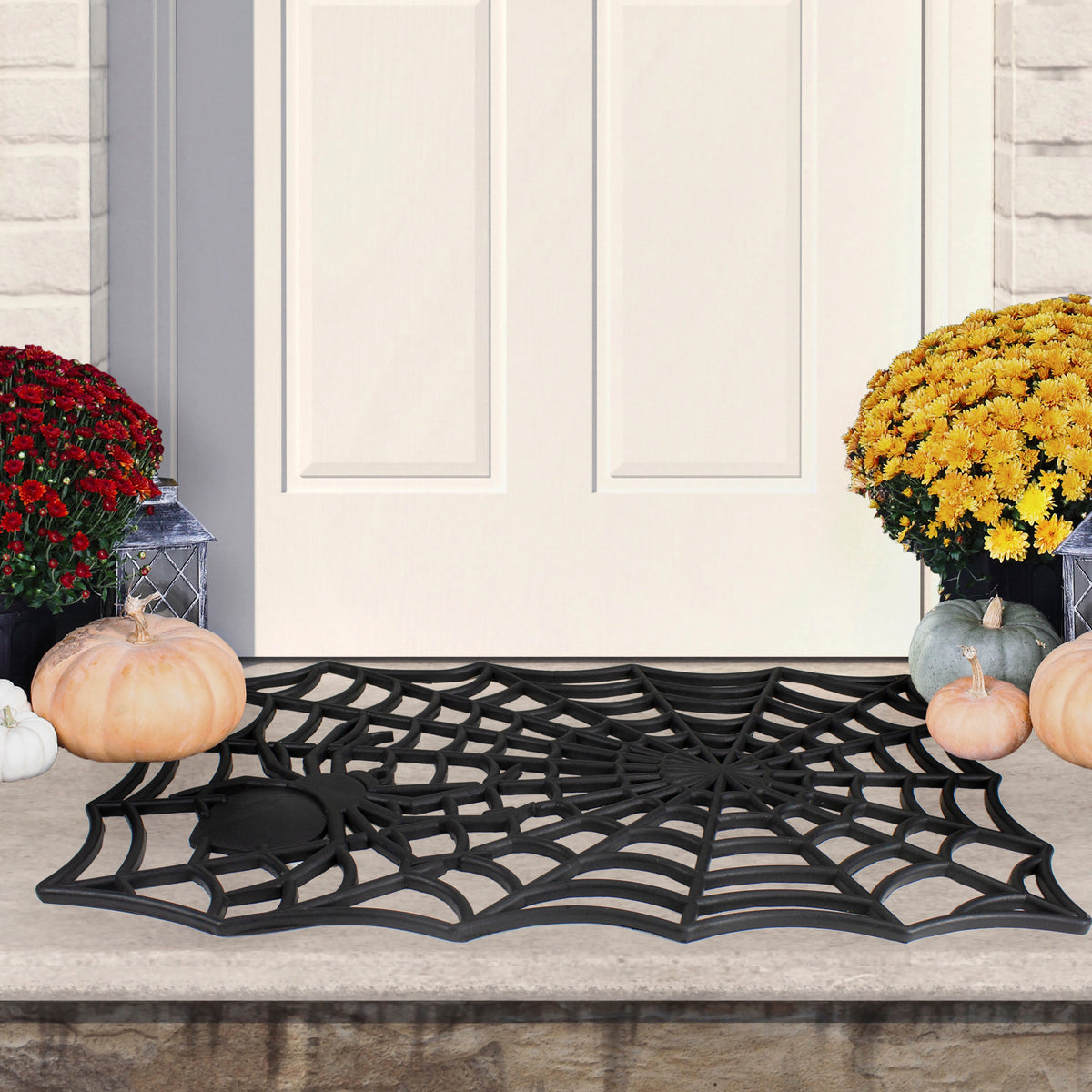 Northlight Spider Web Rectangular Halloween Doormat - Black - 18" x 30"