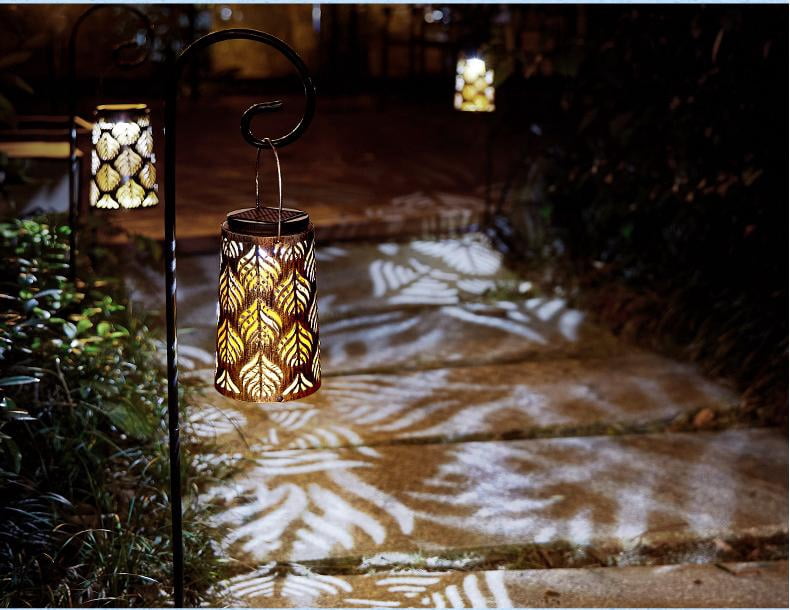 2 Pack Solar Hanging Lantern Lights - Outdoor Waterproof Decorative Lanterns for Patio, Garden, Yard, Front Porch - Retro LED Lighting for Halloween, Christmas & Holiday Decor